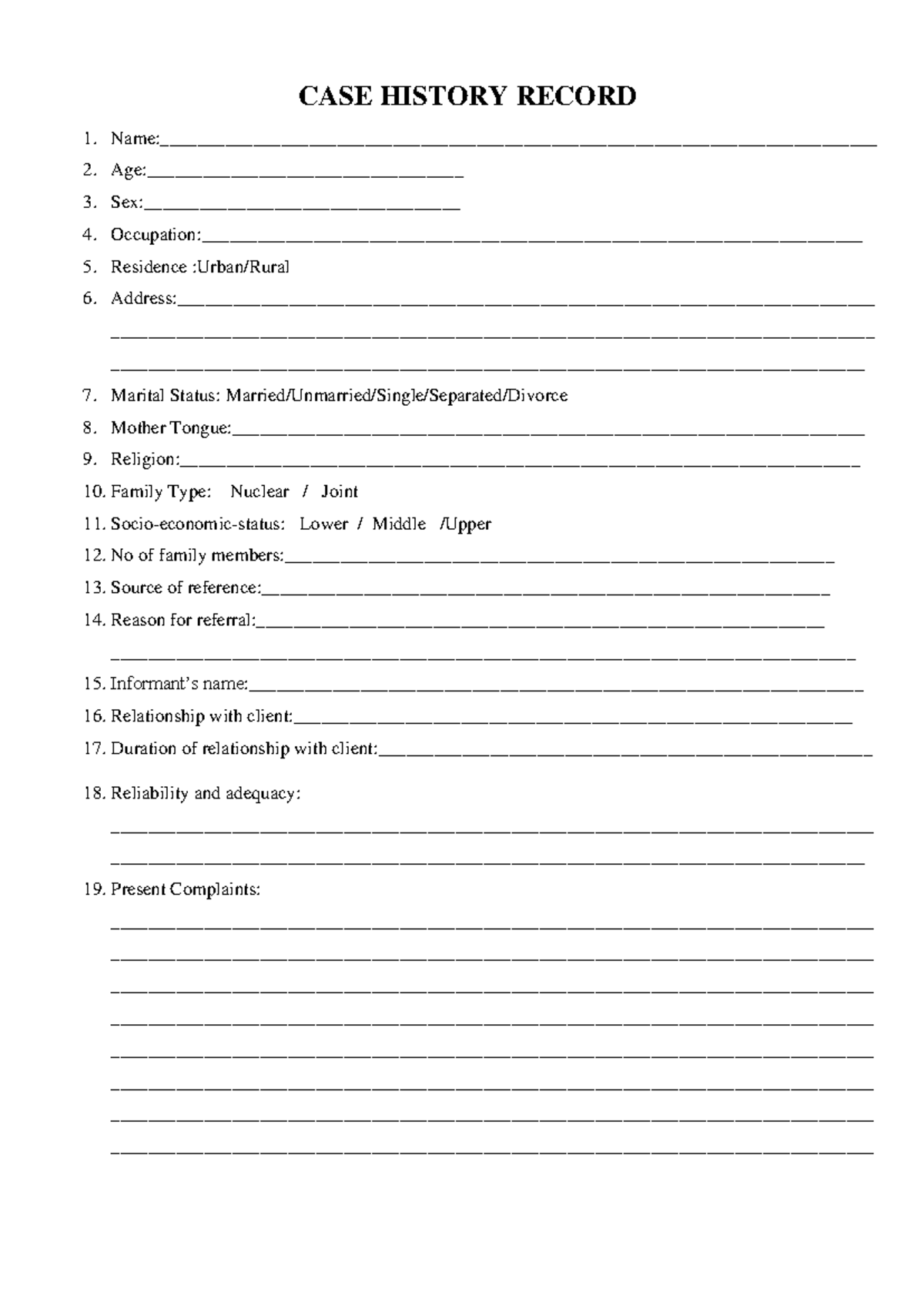 IGNOU Case History Record: Revised Format and Guidelines - Studocu