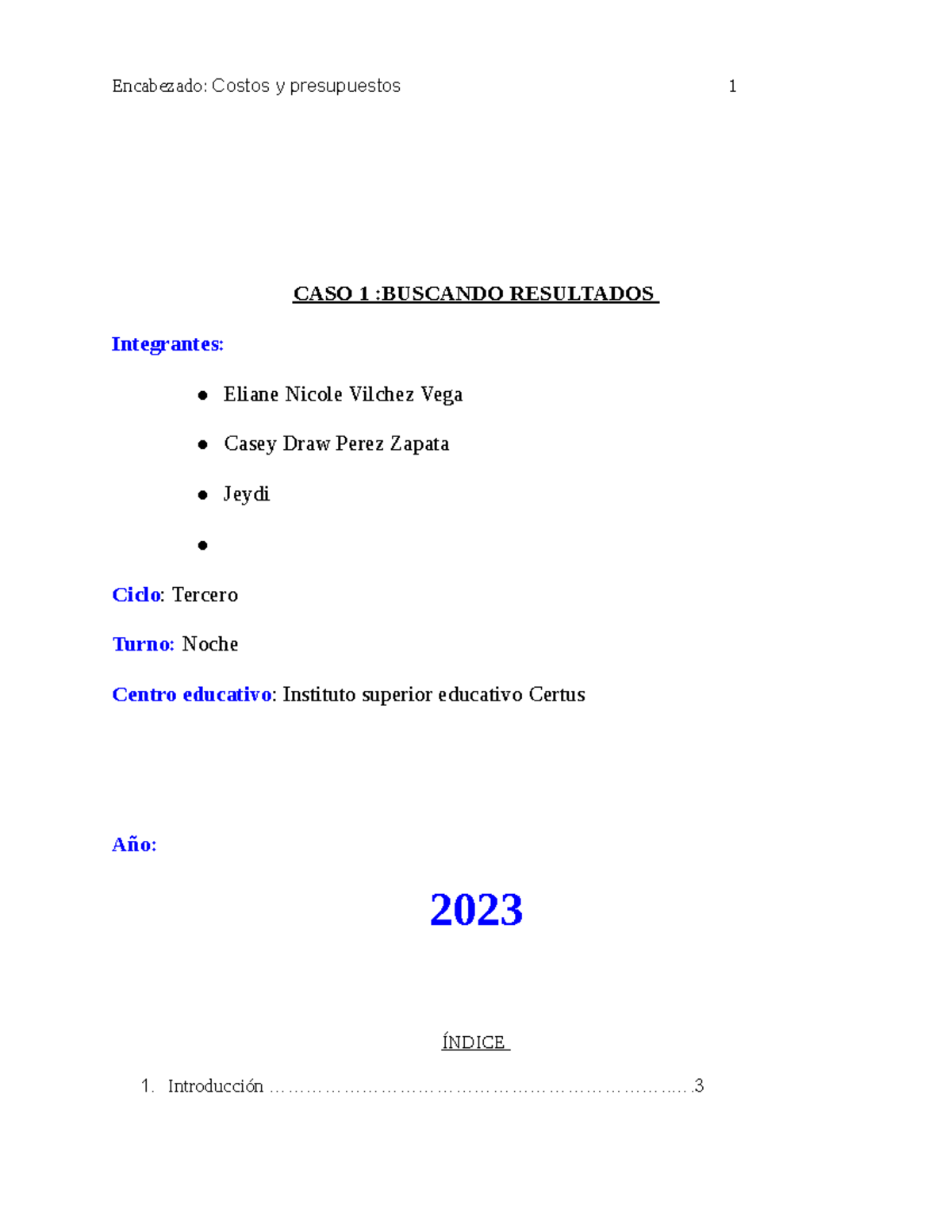 Evaluación AA1: Análisis de Costos y Presupuestos 2023 - Studocu