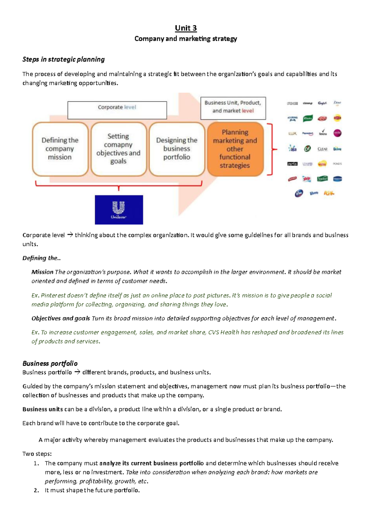 Unit 3 - Company & Marketing Strategy: Strategic Planning Insights ...