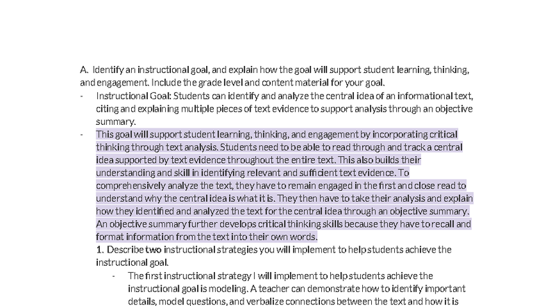 Baker Task 1D188 - Instructional Goal & Strategies for ELA Engagement ...