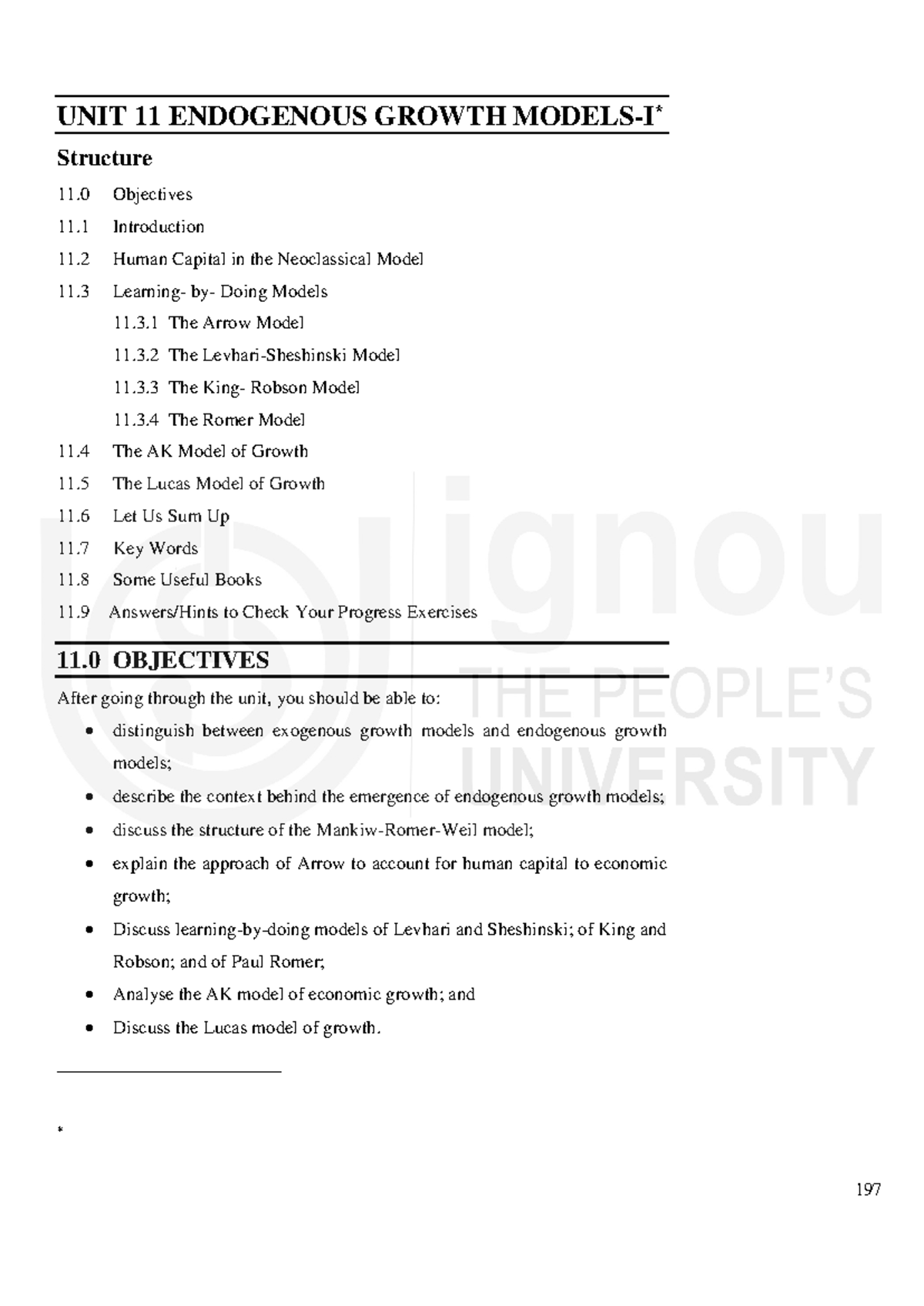 Unit-11: Endogenous Growth Models - I Overview and Insights - Studocu