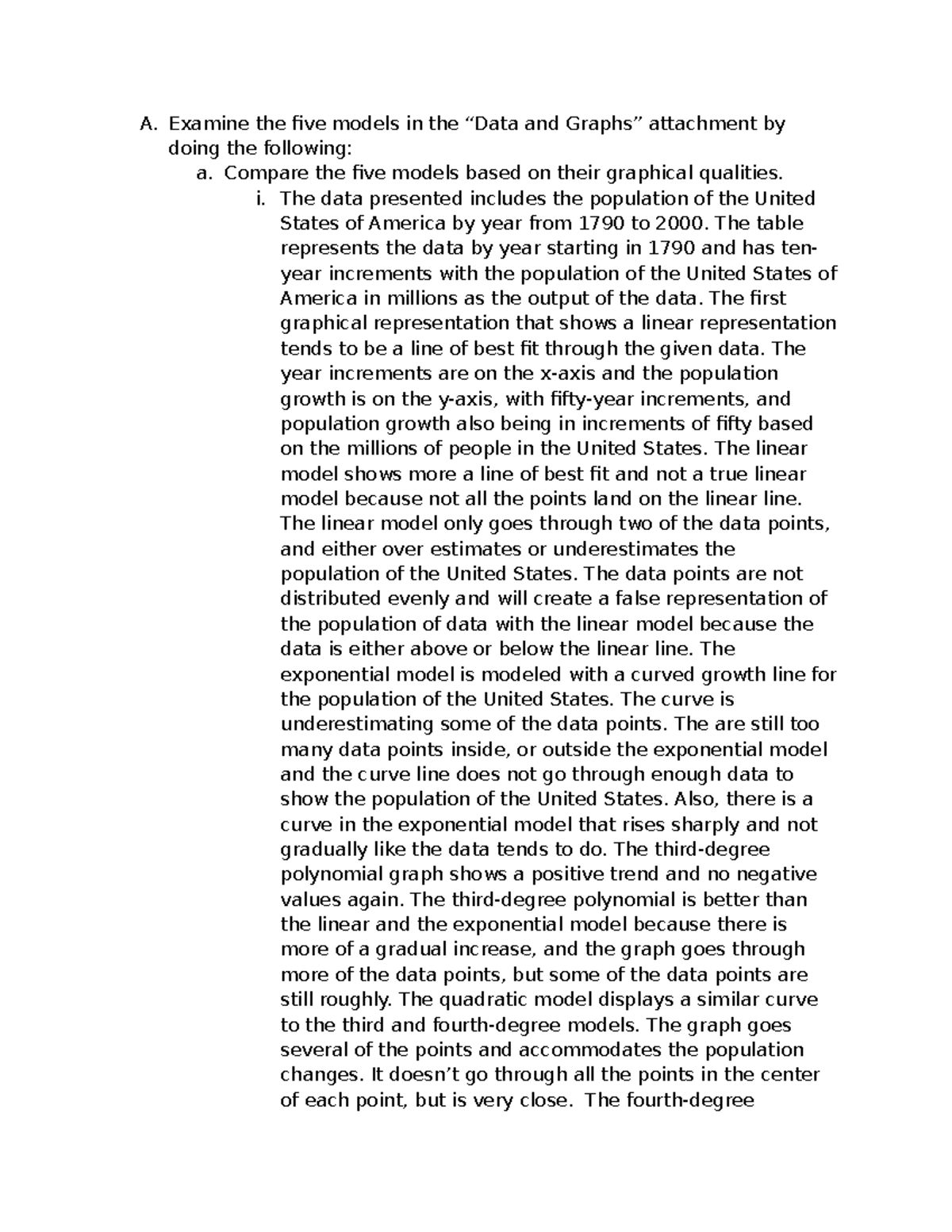 Mathematical Modeling and Applications Task 2: Comparing Population ...
