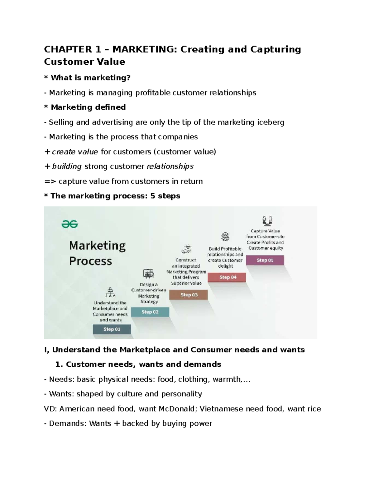 CHAPTER 1 MARKETING: Creating and Capturing Customer Value Overview ...