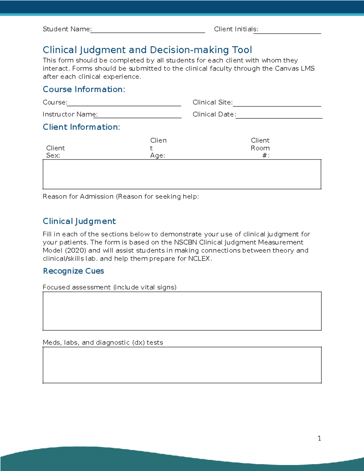Clinical Judgment Measurement Model for Patient Care - Clinical Tool ...