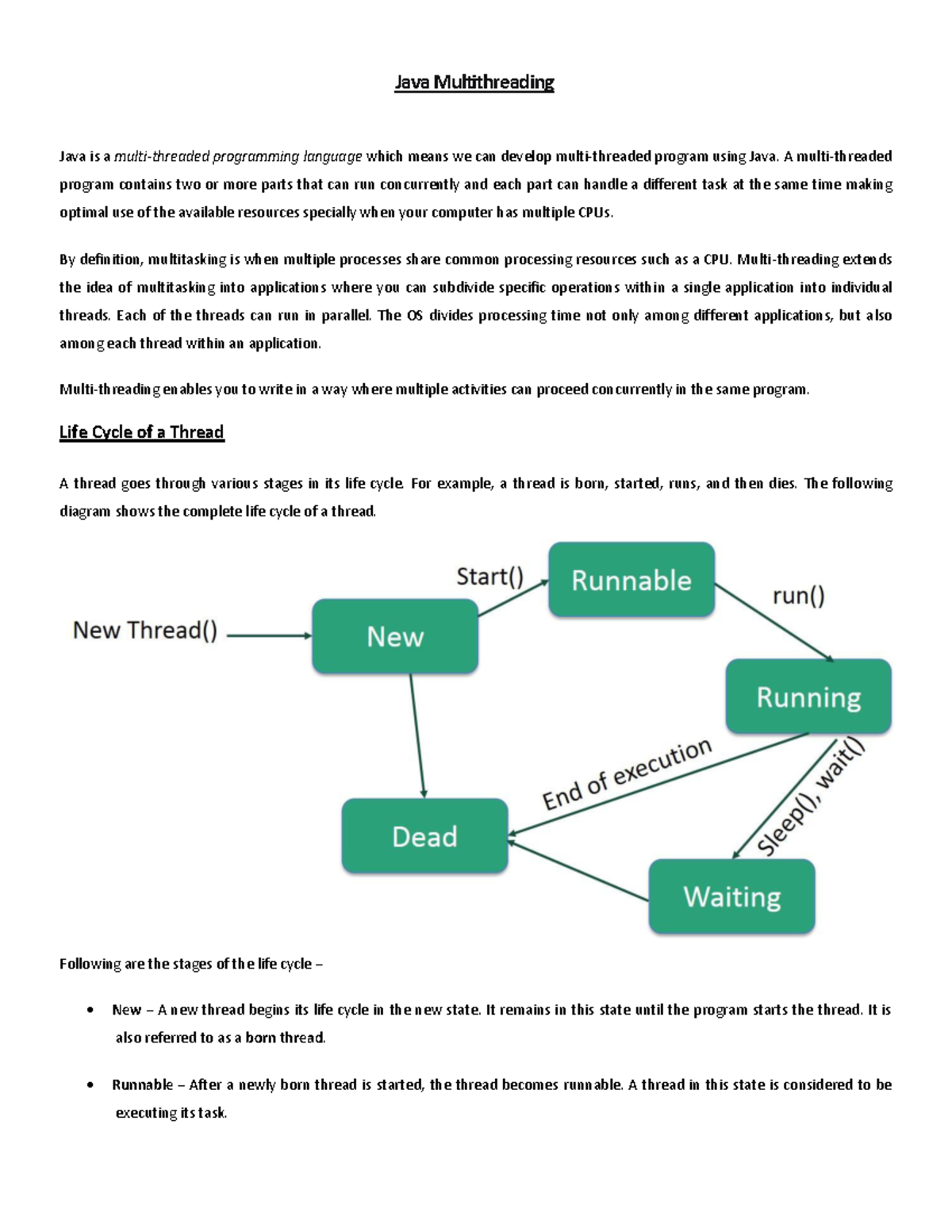 Chapter 11 - Understanding Java Multithreading Concepts - Studocu