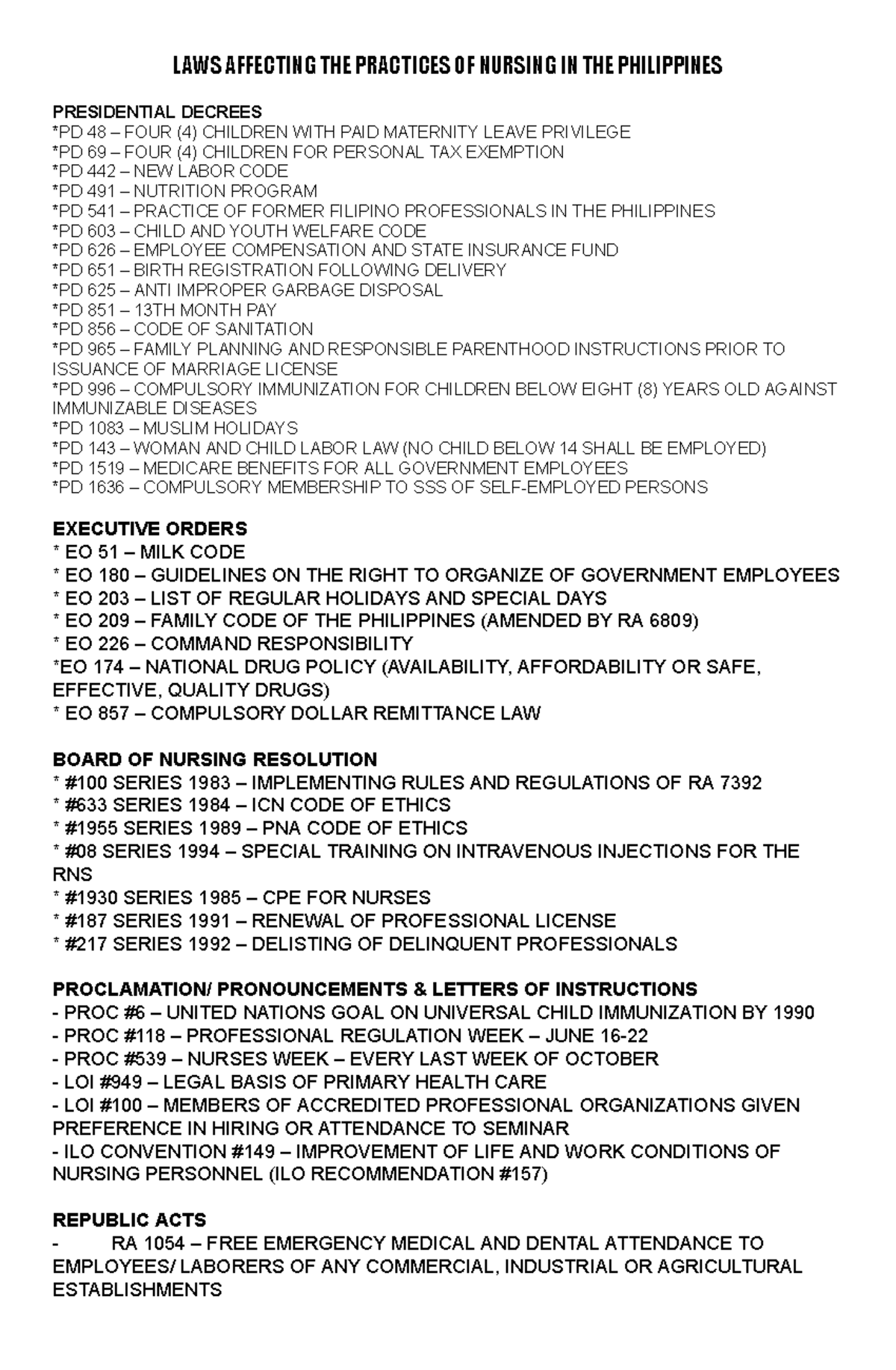 Laws Governing Nursing Practices in the Philippines: Key Regulations ...