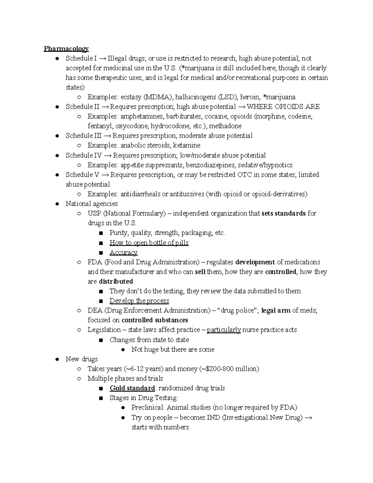 Pharm 101: Exam 1 Notes on Drug Schedules and Pharmacology - Studocu