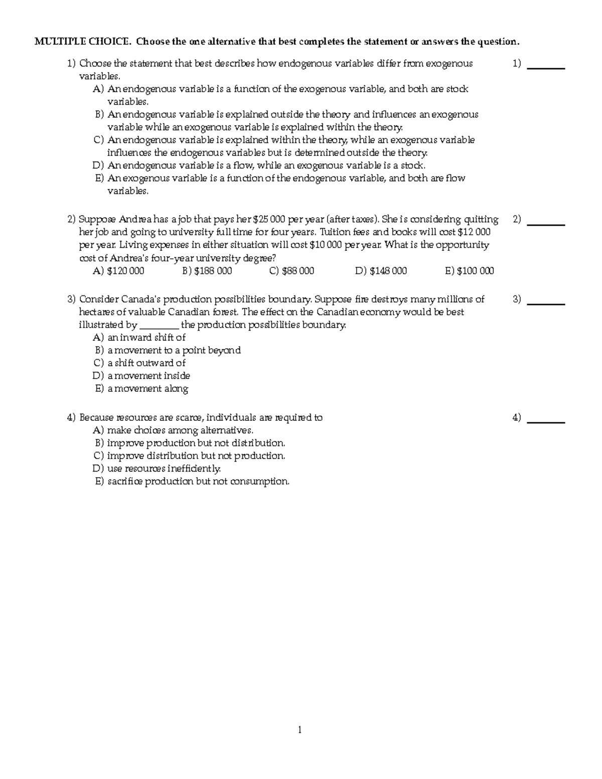 Midterm 1 2019 Exam: Questions & Answers for Economics Course - Studocu