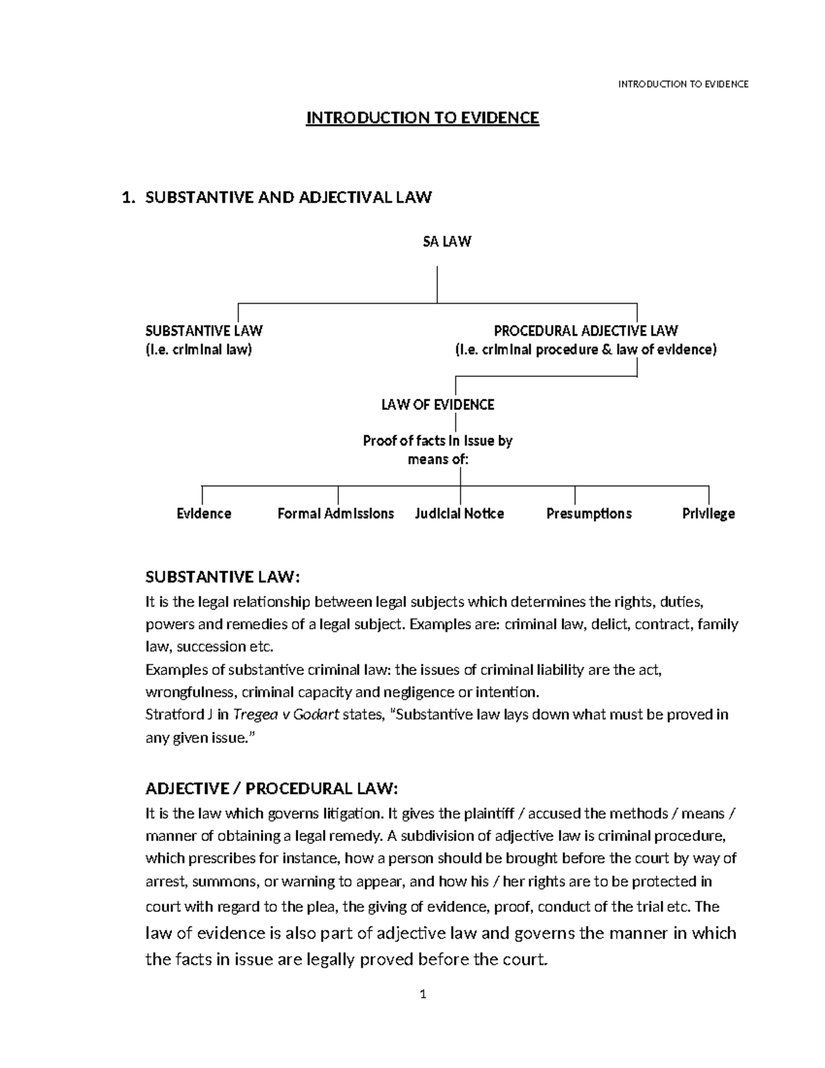 Comprehensive SA Law of Evidence Notes - ELW 101 - Studocu