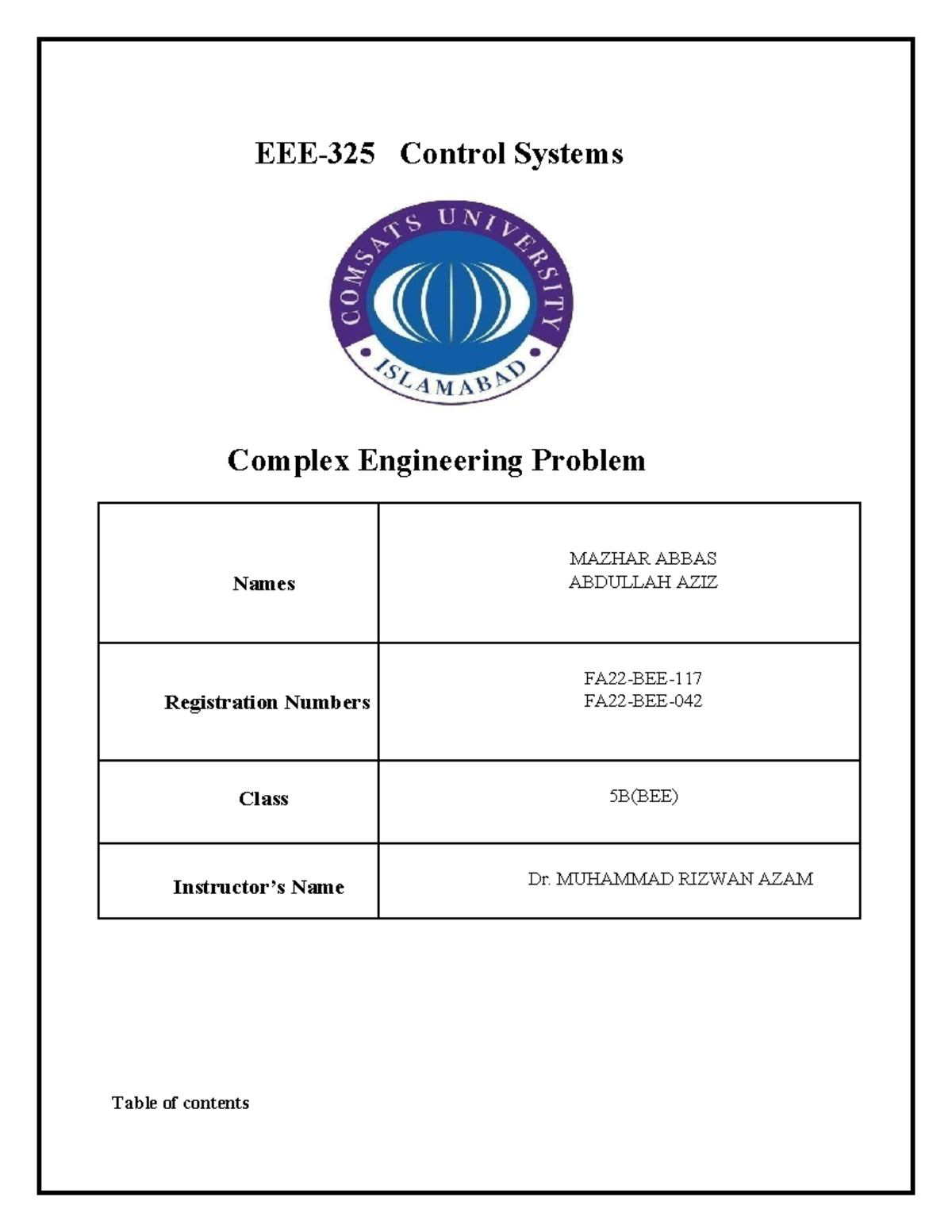 EEE-325 Final Exam: Analysis of Complex Engineering Problems - Studocu