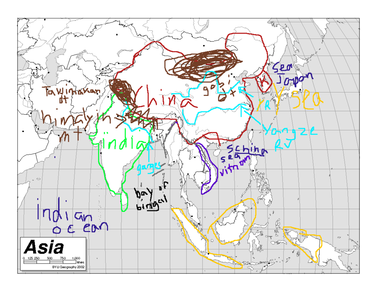 Aidan Holloway - asia map - SOC1010 - Asia 0 125250 500 750 1, Miles ...