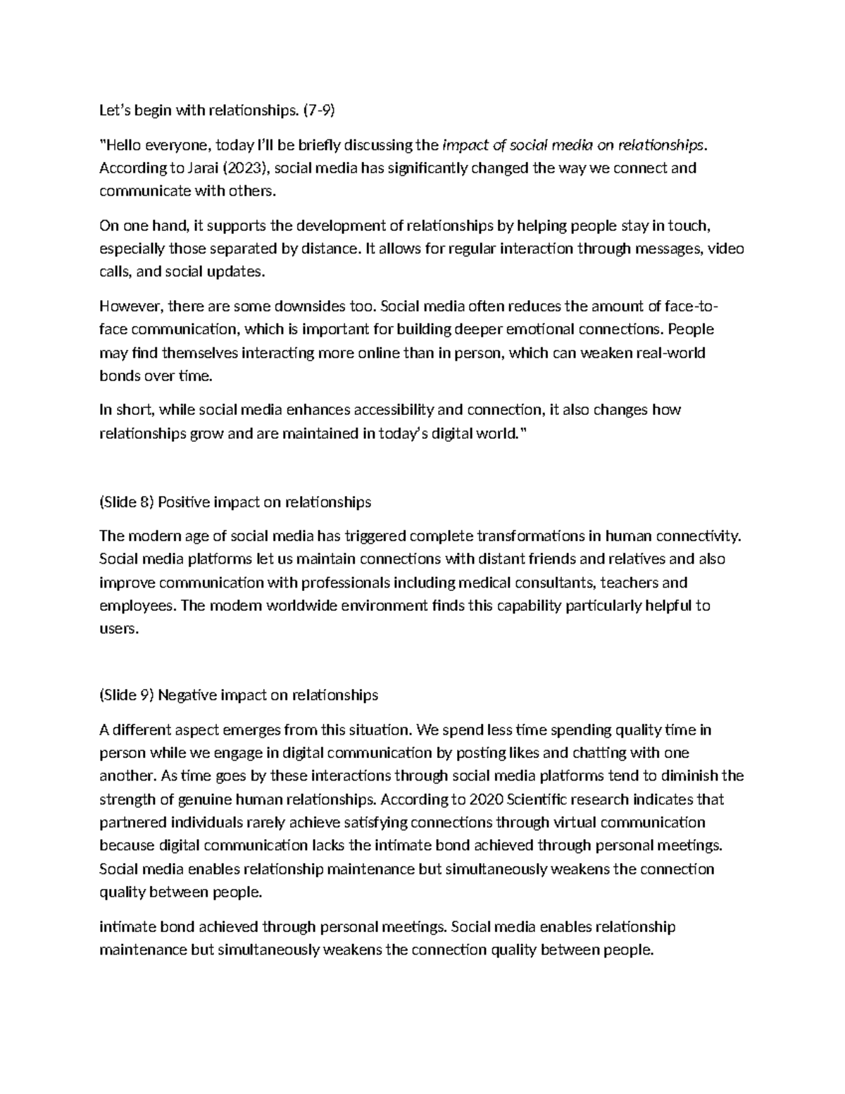 The Impact of Social Media on Relationships: A Study - Studocu