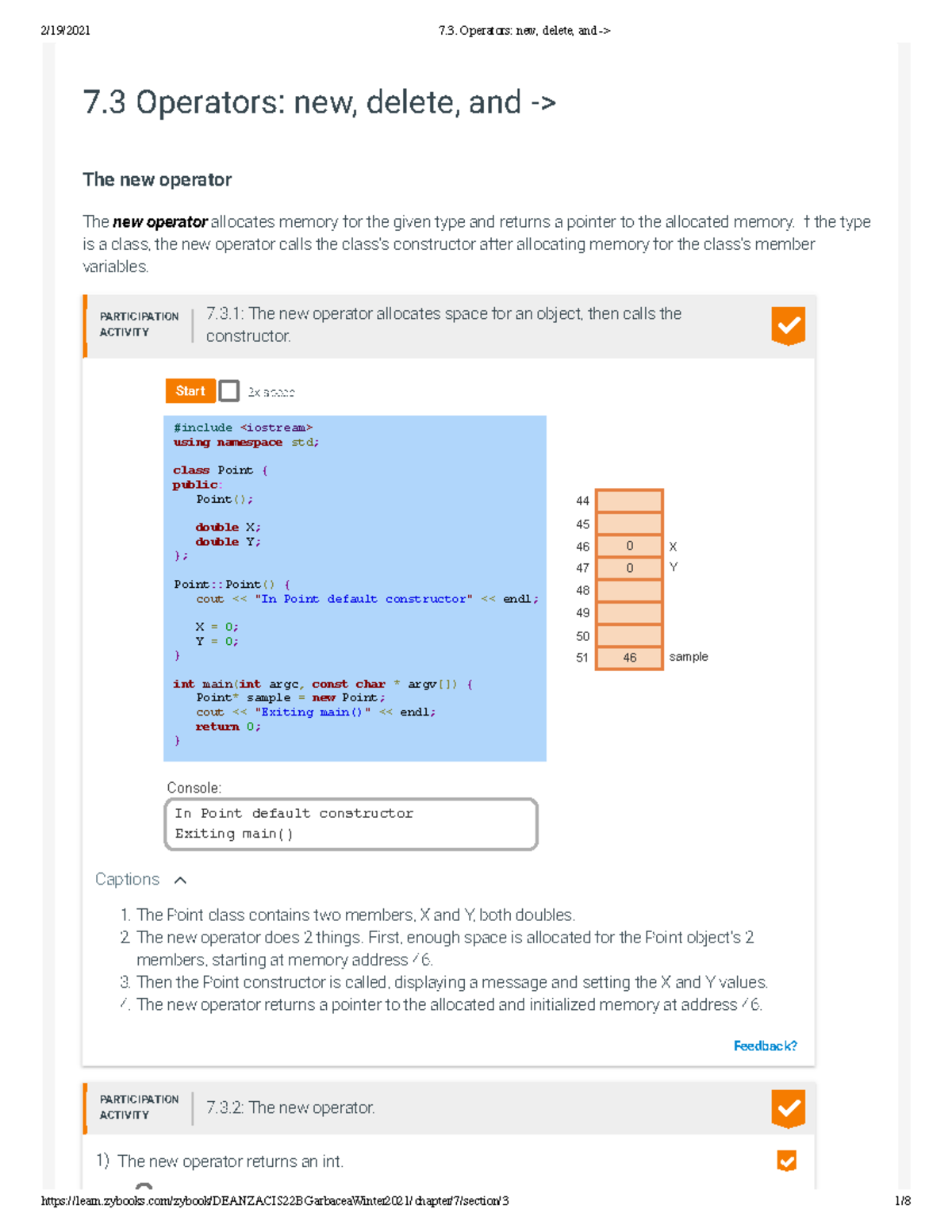 7.3. Operators new, delete, and - 7 Operators: new, delete, and -> The ...