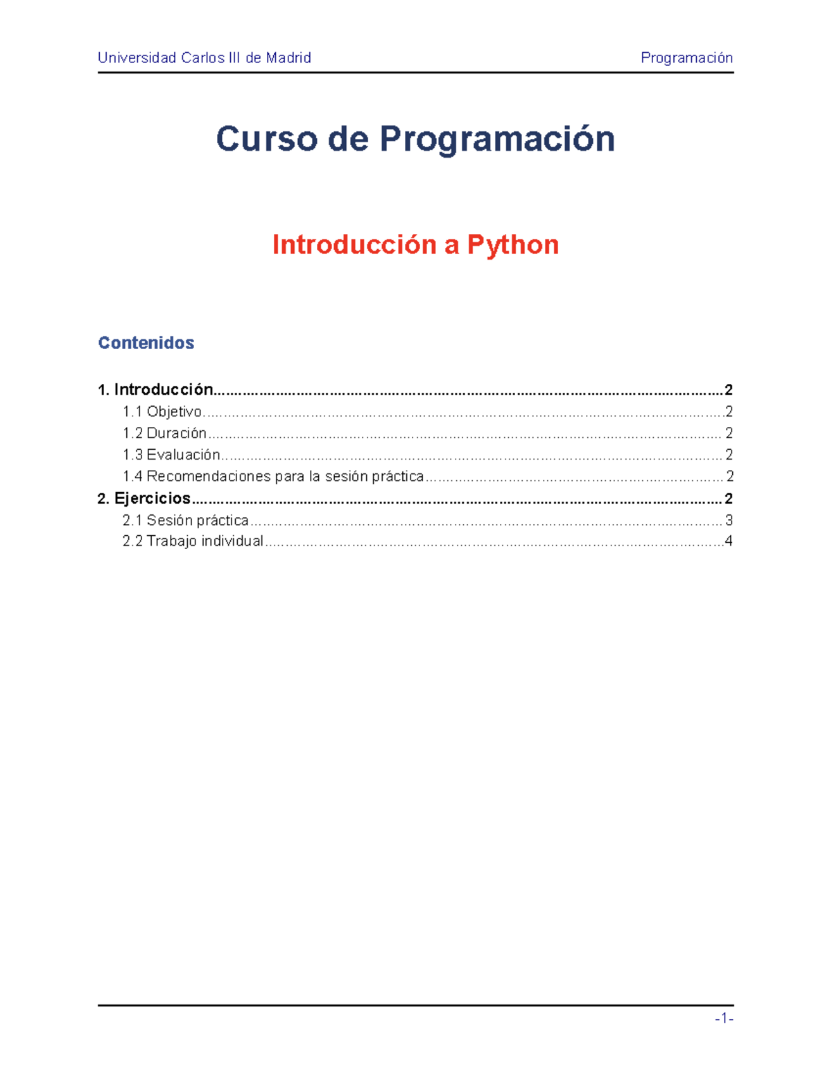 Ejercicios de Introducción a Python - Curso de Programación - Studocu