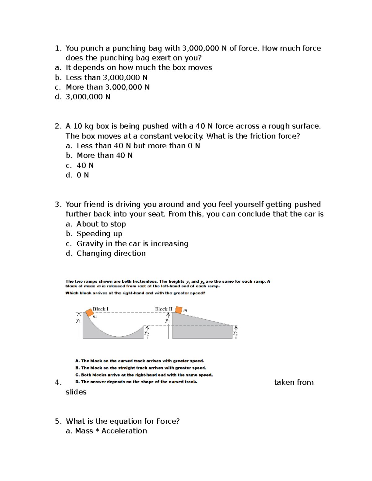 Physics 101: Force and Motion Concepts - Quiz Review - Studocu