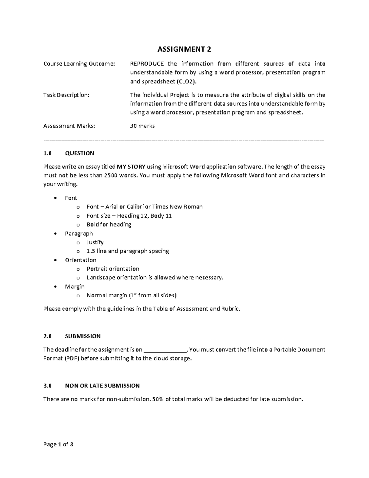 Assignment 2 - assignmnet on course learning outcome 2 - Page 1 of 3 ...