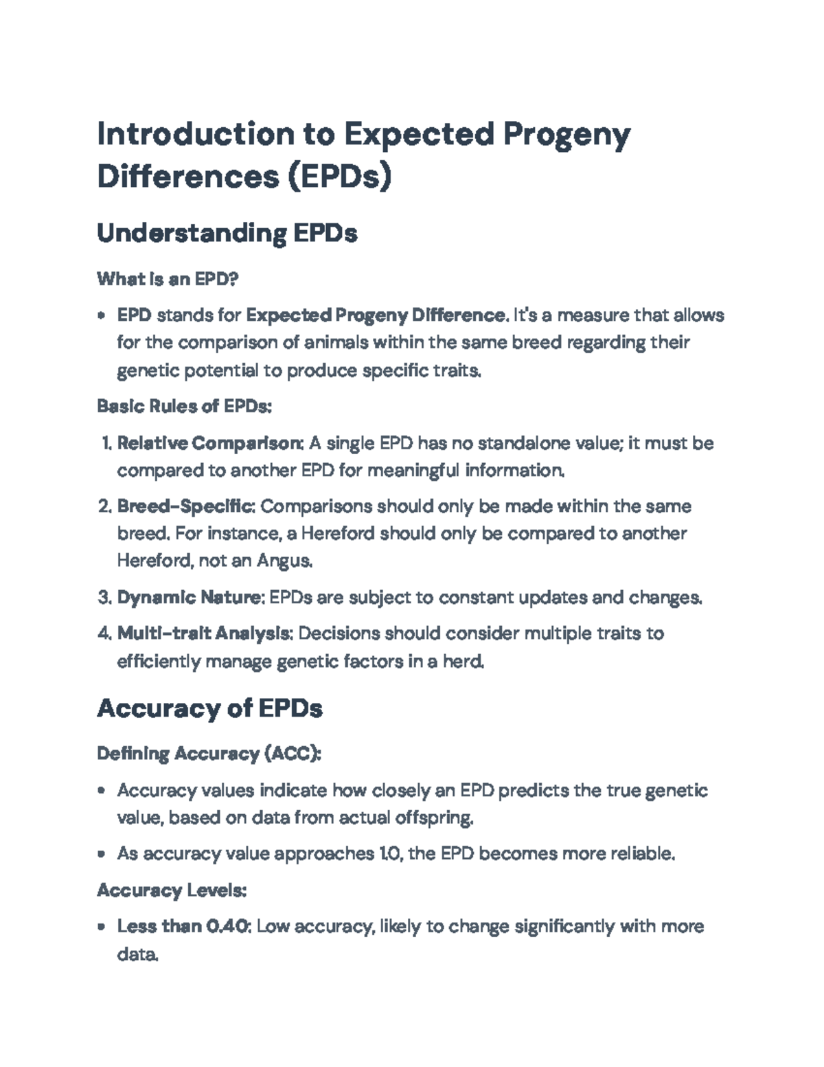 Understanding Expected Progeny Differences (EPDs) for Livestock ...
