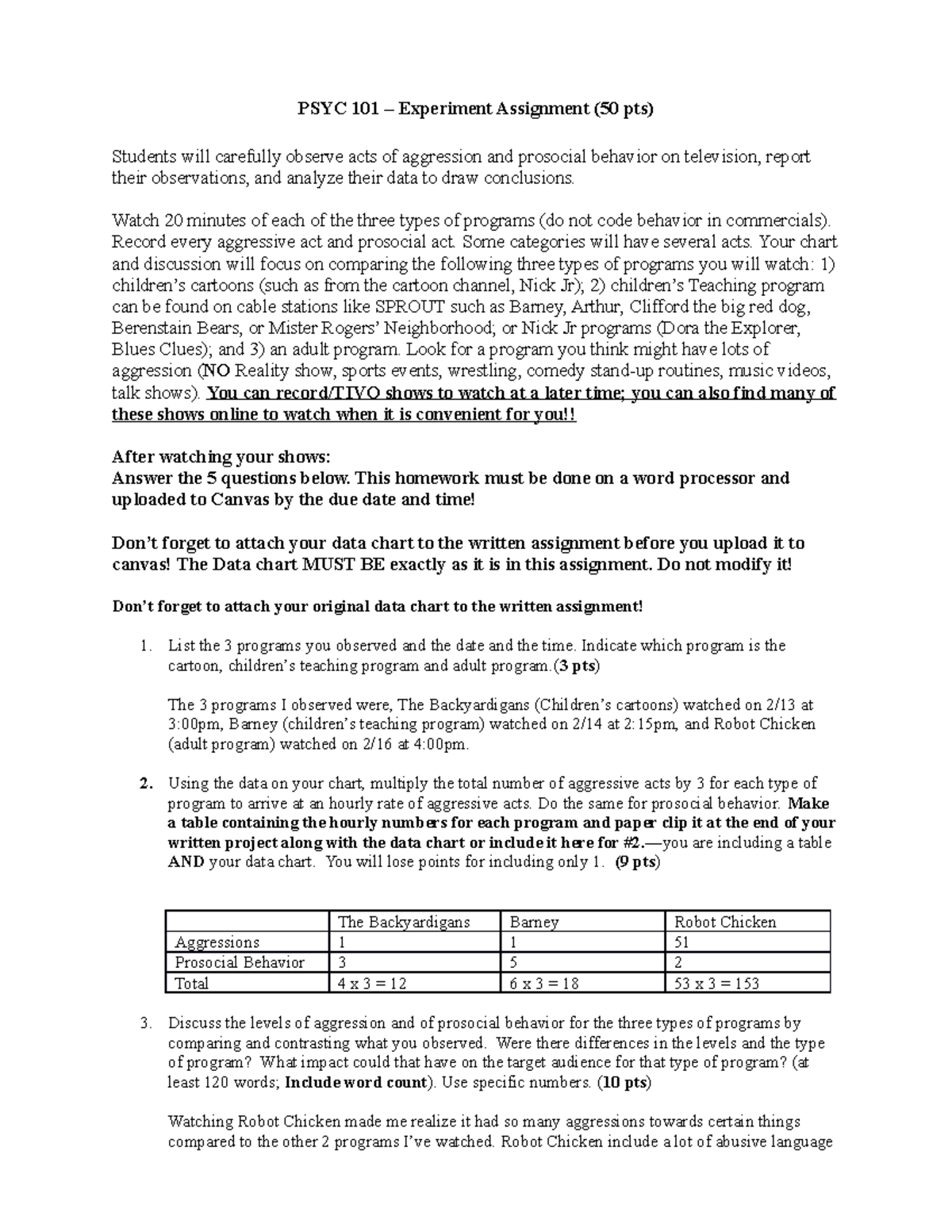 PSYC 101 – Aggression vs. Prosocial Behavior Experiment Analysis - Studocu