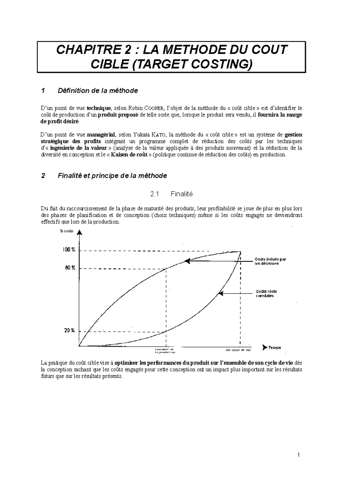 Chapitre 2 : La Méthode du Coût Cible (Target Costing) - Studocu