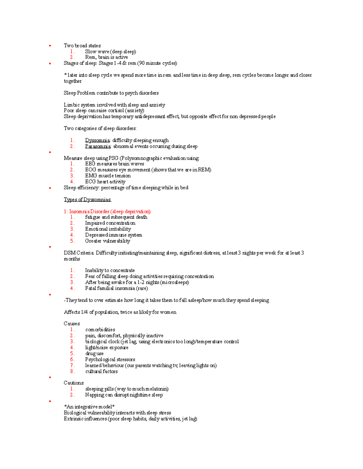 Psych 2AP3 Final Exam Review - Key Concepts on Sleep & Disorders - Studocu