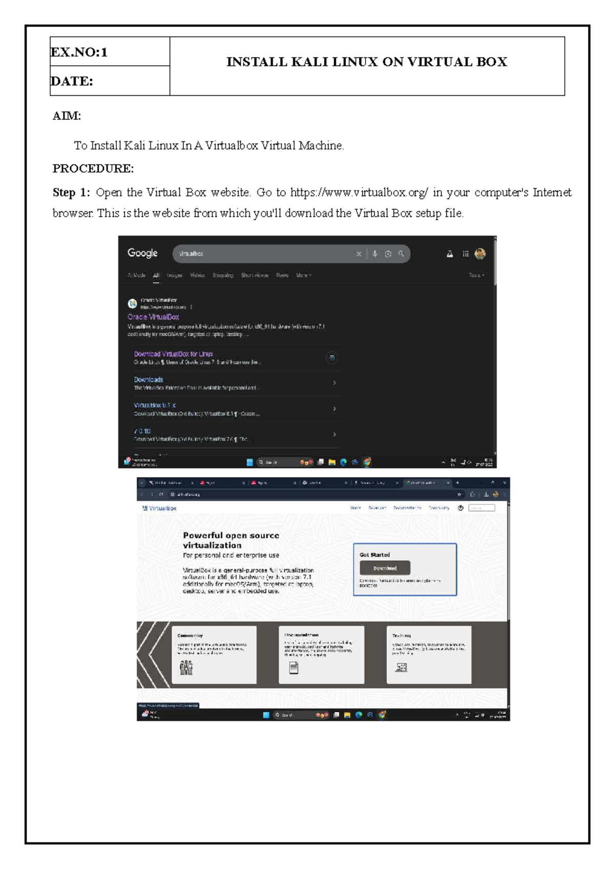 CS LAB Manual: Installing Kali Linux & Metasploitable2 on Virtual Box ...