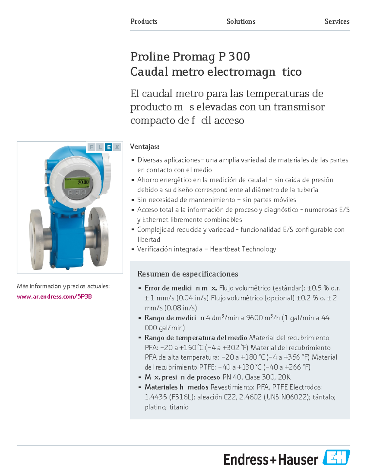 Endress-Hauser Proline Promag P 300 5P3B ES - Products Solutions ...