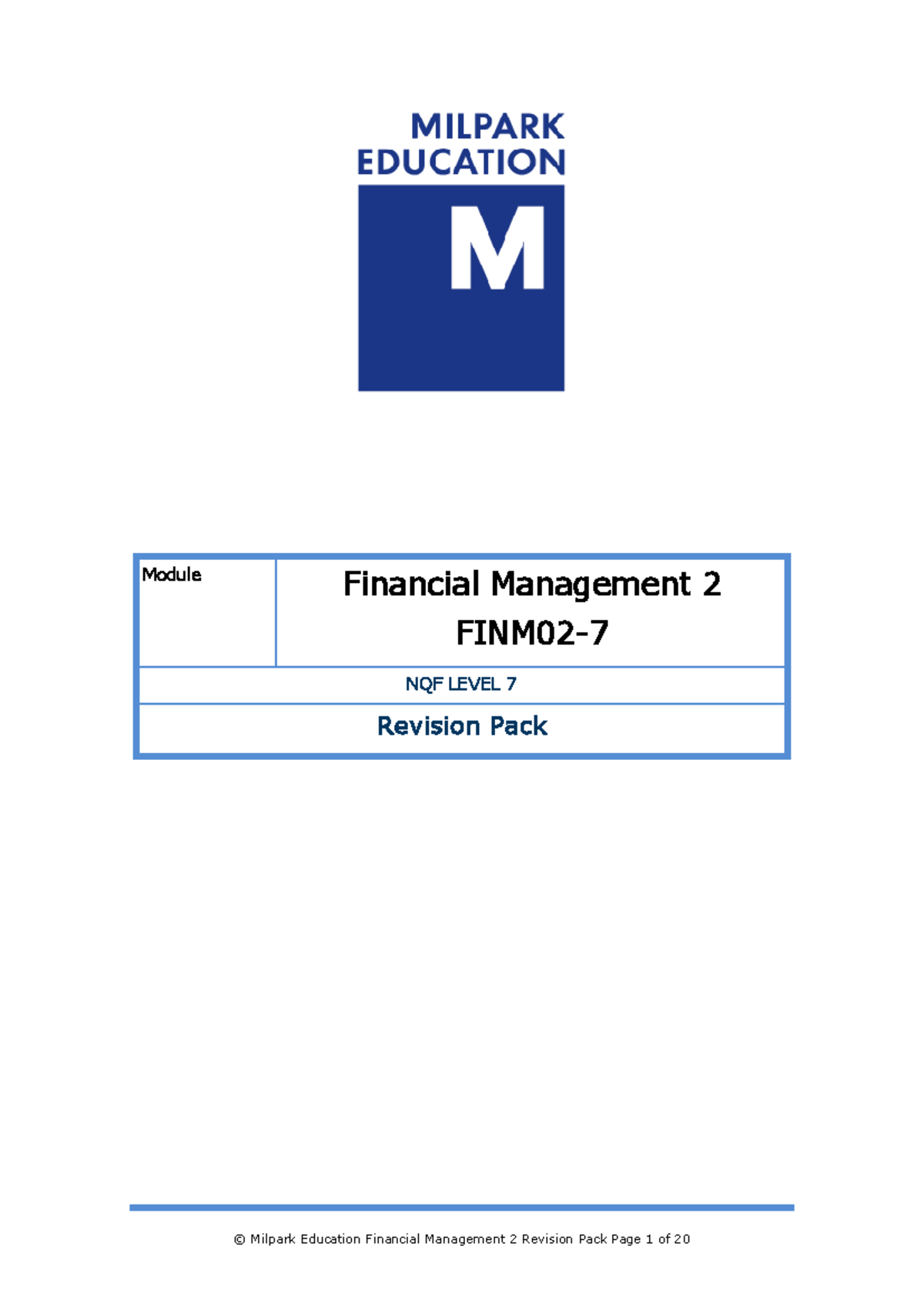 FINM02-7 Financial Management 2 Revision Questions & Solutions - Studocu