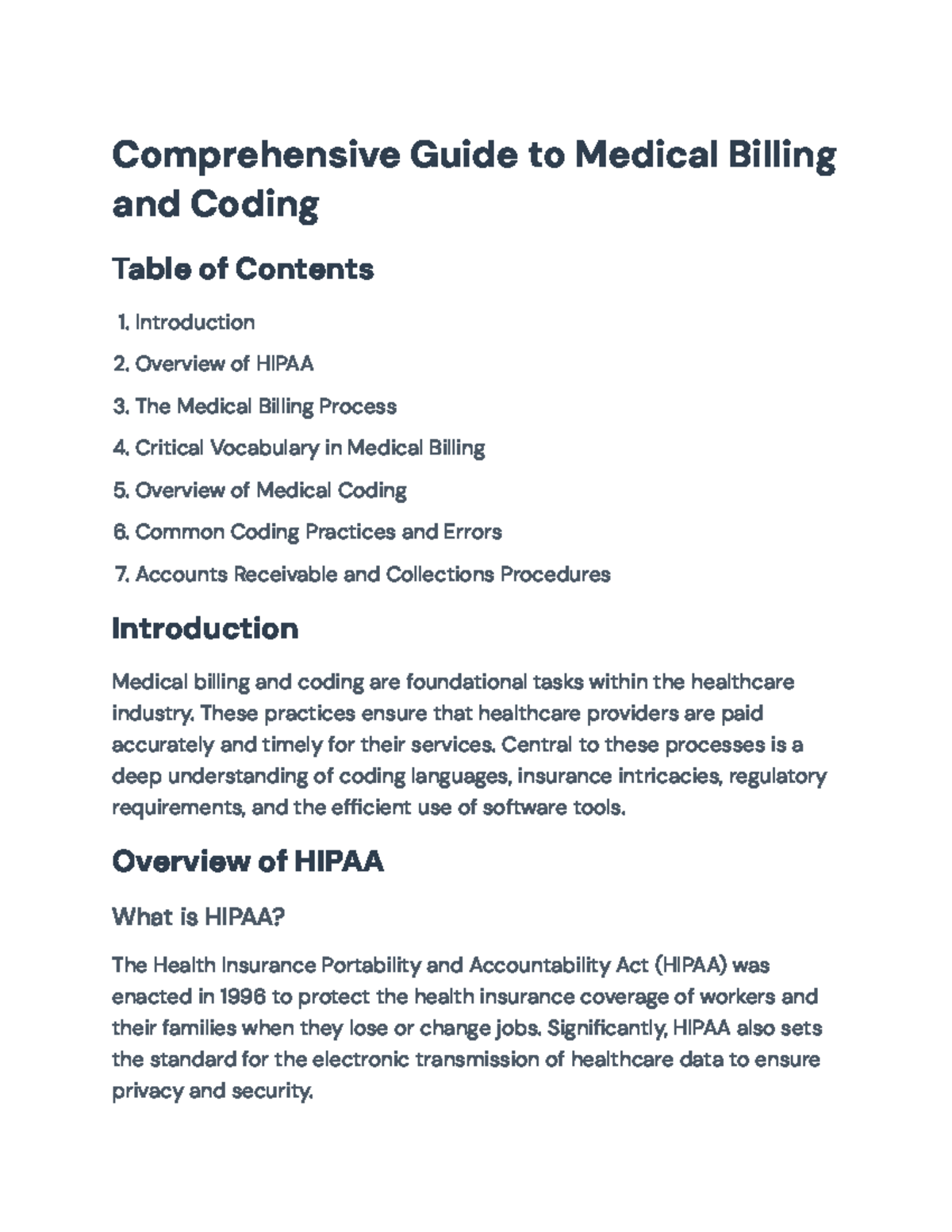 Comprehensive Guide to Medical Billing and Coding with HIPAA Overview ...