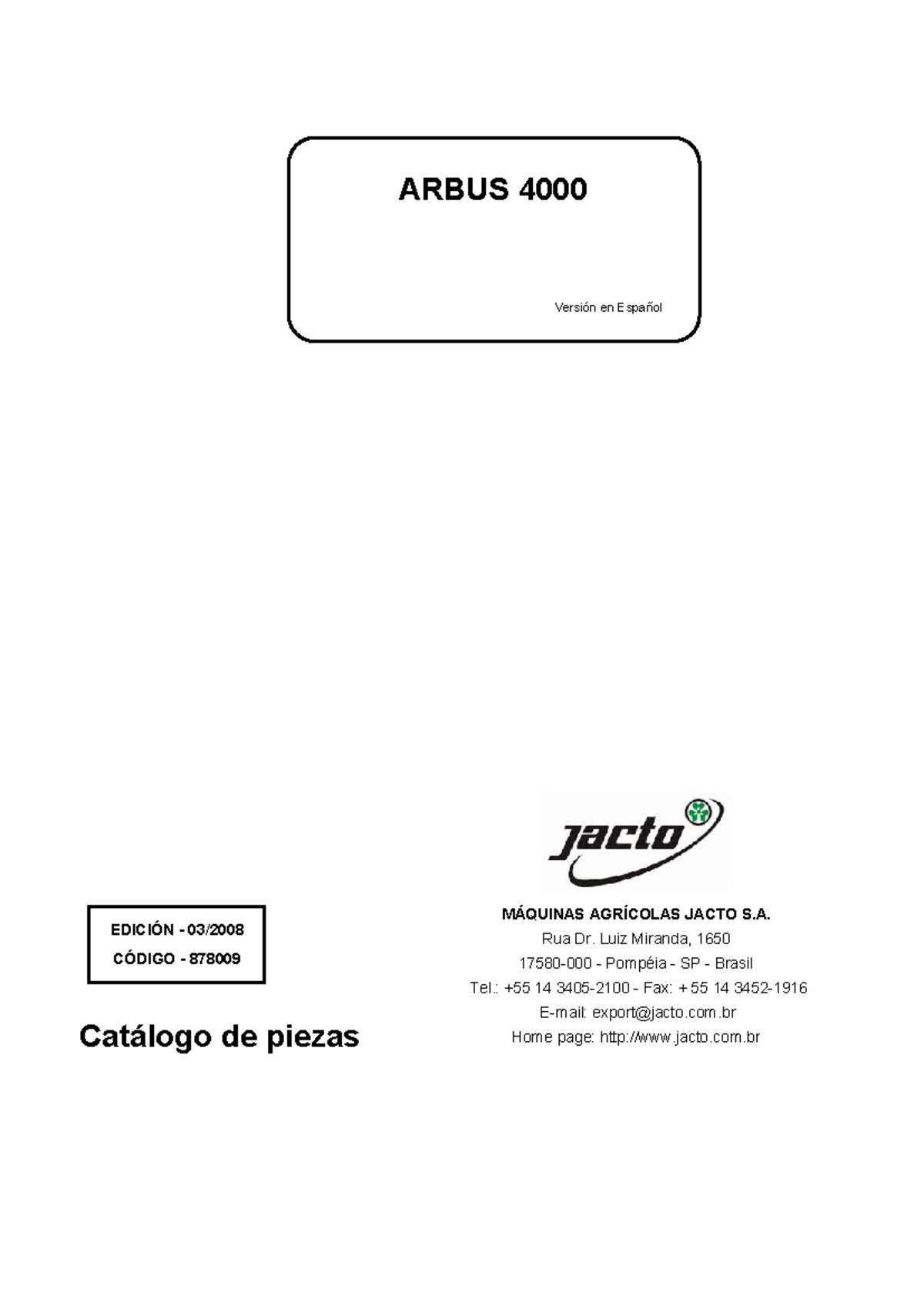 Catálogo de Piezas para MÁQUINAS AGRÍCOLAS ARBUS 4000 JP-190 - Studocu