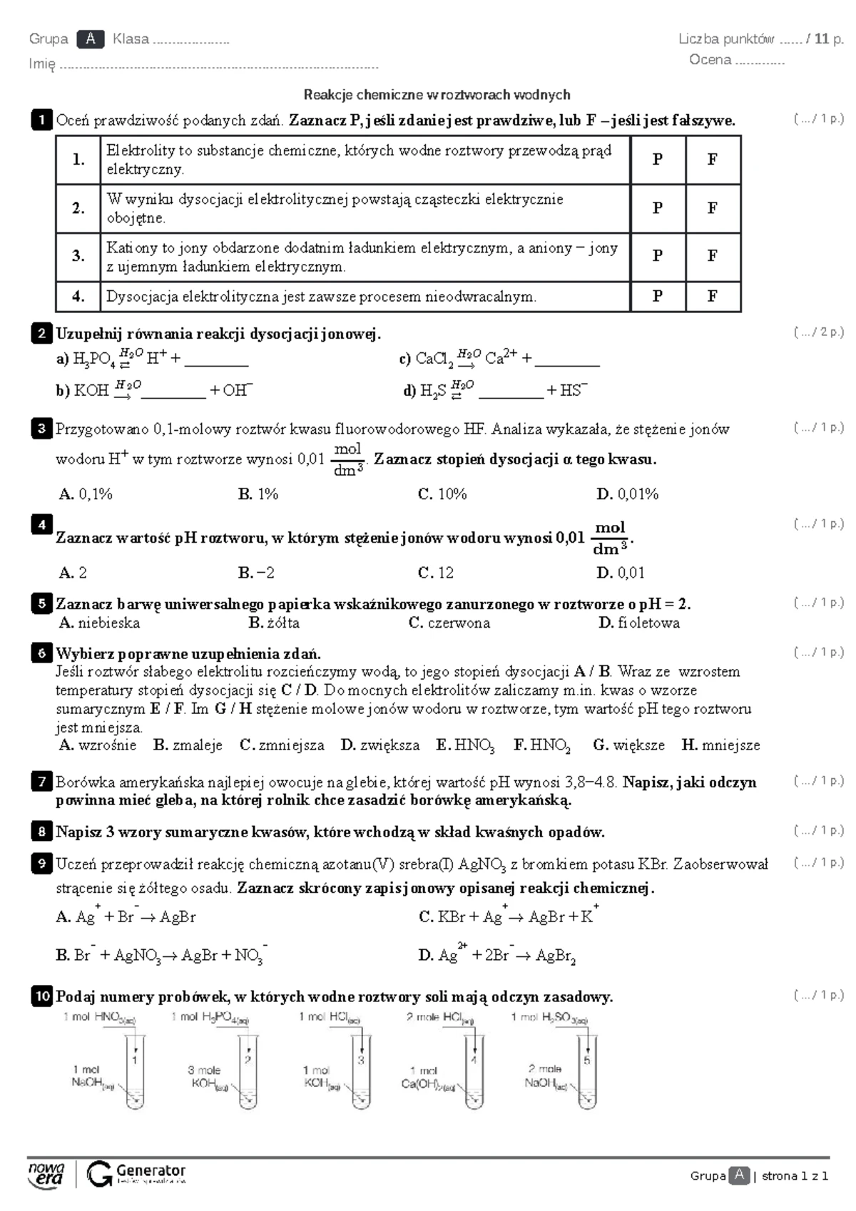 Sprawdzian Z Chemii Zrodla Energii