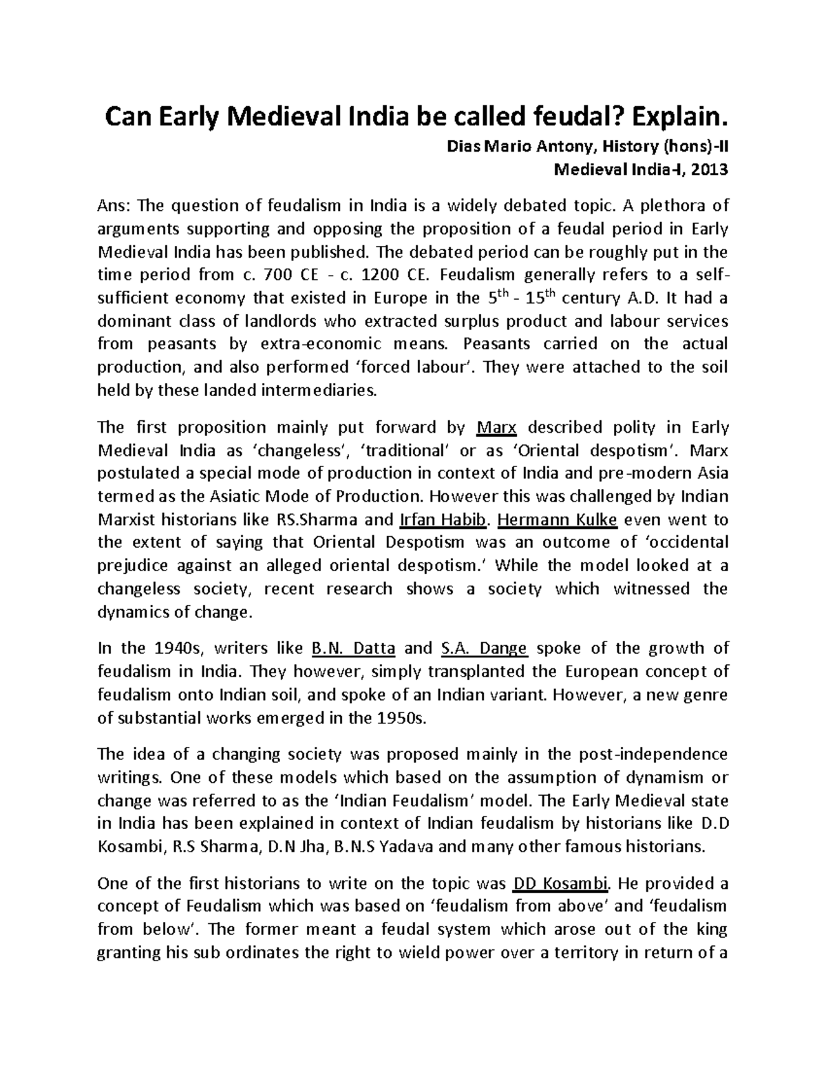 Can Early medieval India be called feudal - Dias Mario Antony, History ...