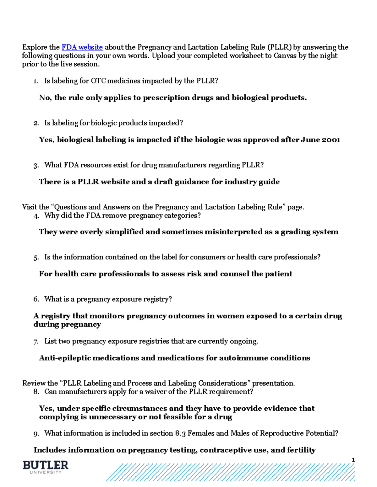 PLLR Worksheet - Explore the FDA website about the Pregnancy and ...