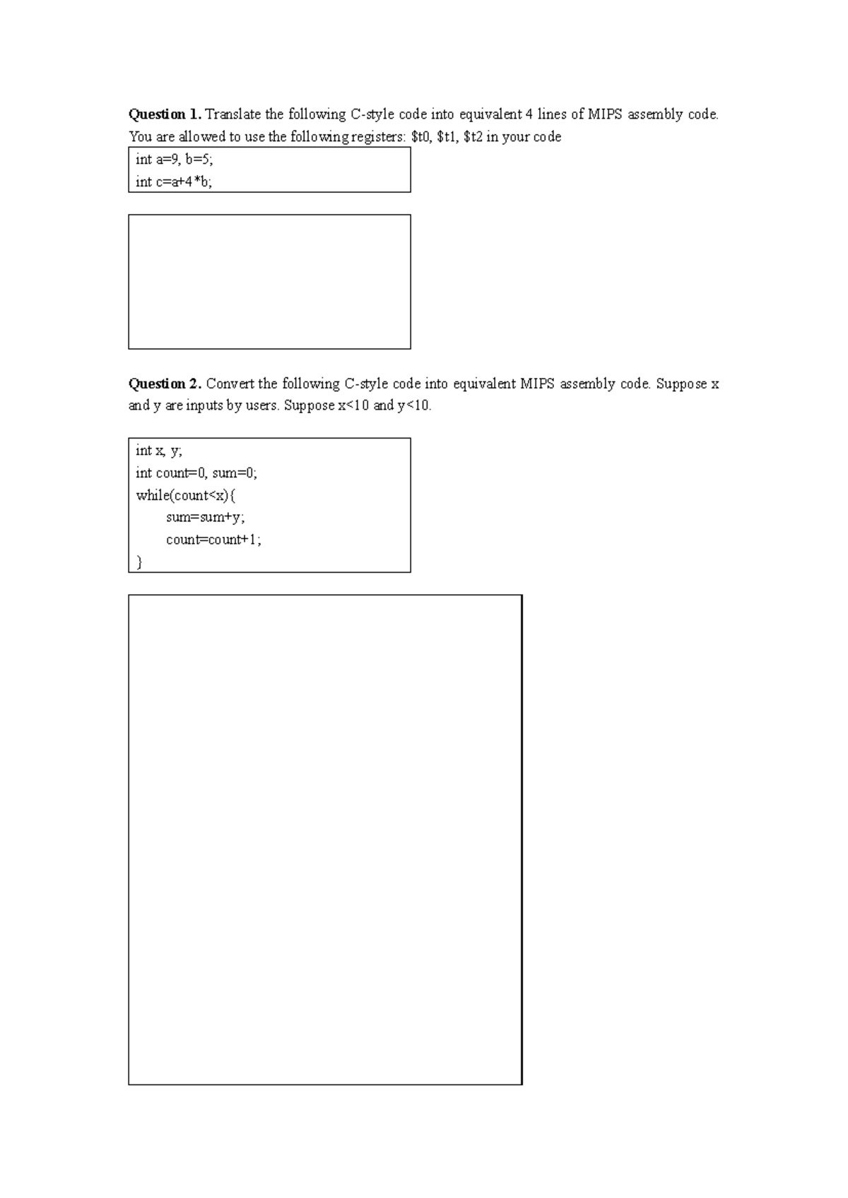 MIPS Assembly Code Exercises - Exercise-mips - Studocu