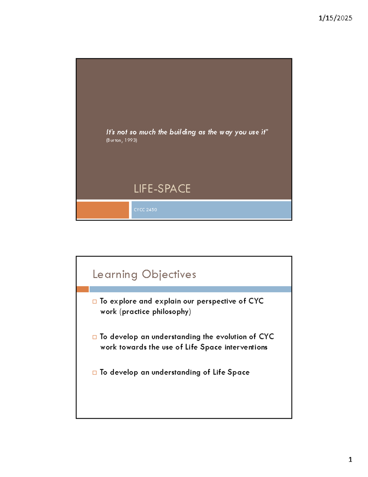 Life-Space Interventions and Agency in CYC Work - CYCC 2450 Overview ...