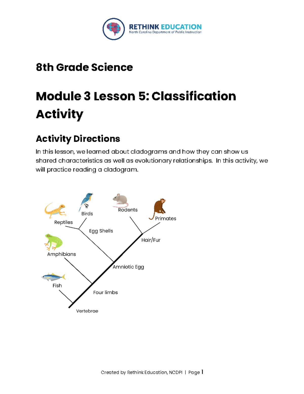 M3 L5 Classification Activity - 8th Grade Science Module 3 Lesson 5 ...