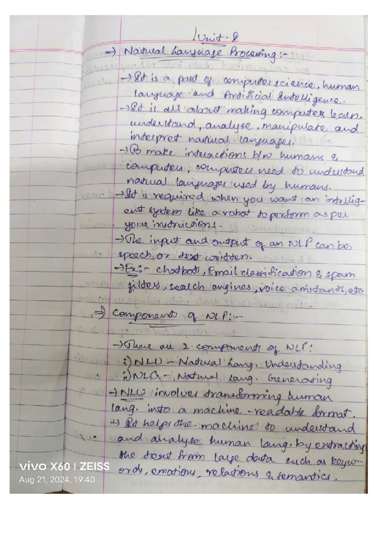 NLP Written Notes U 1,3,4 - Natural hanguage It is a part of computer ...