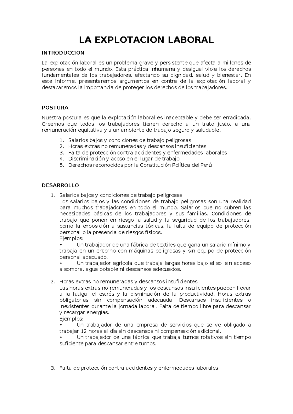 LA EXPLOTACIÓN LABORAL: ARGUMENTOS Y DERECHOS EN PELIGRO - Studocu