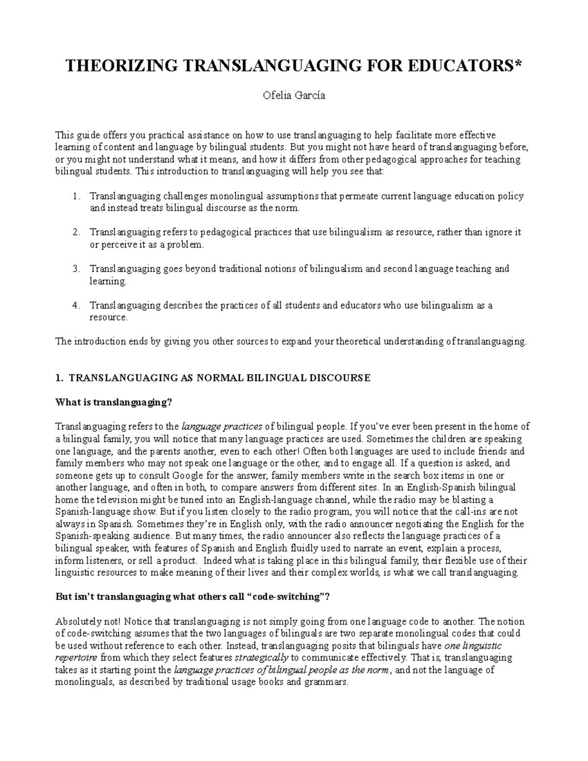 Theorizing Translanguaging for Educators (EDUC 101) - A Practical Guide ...