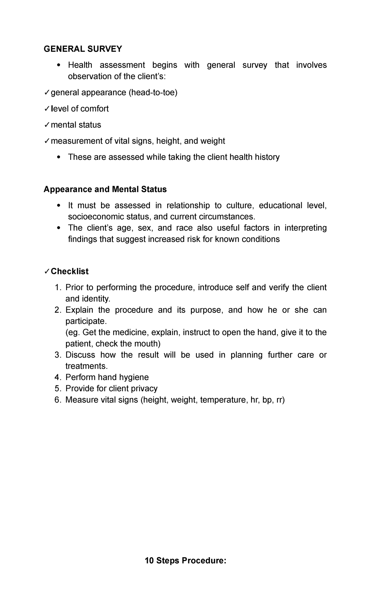 General Survey - GENERAL SURVEY Health assessment begins with general ...