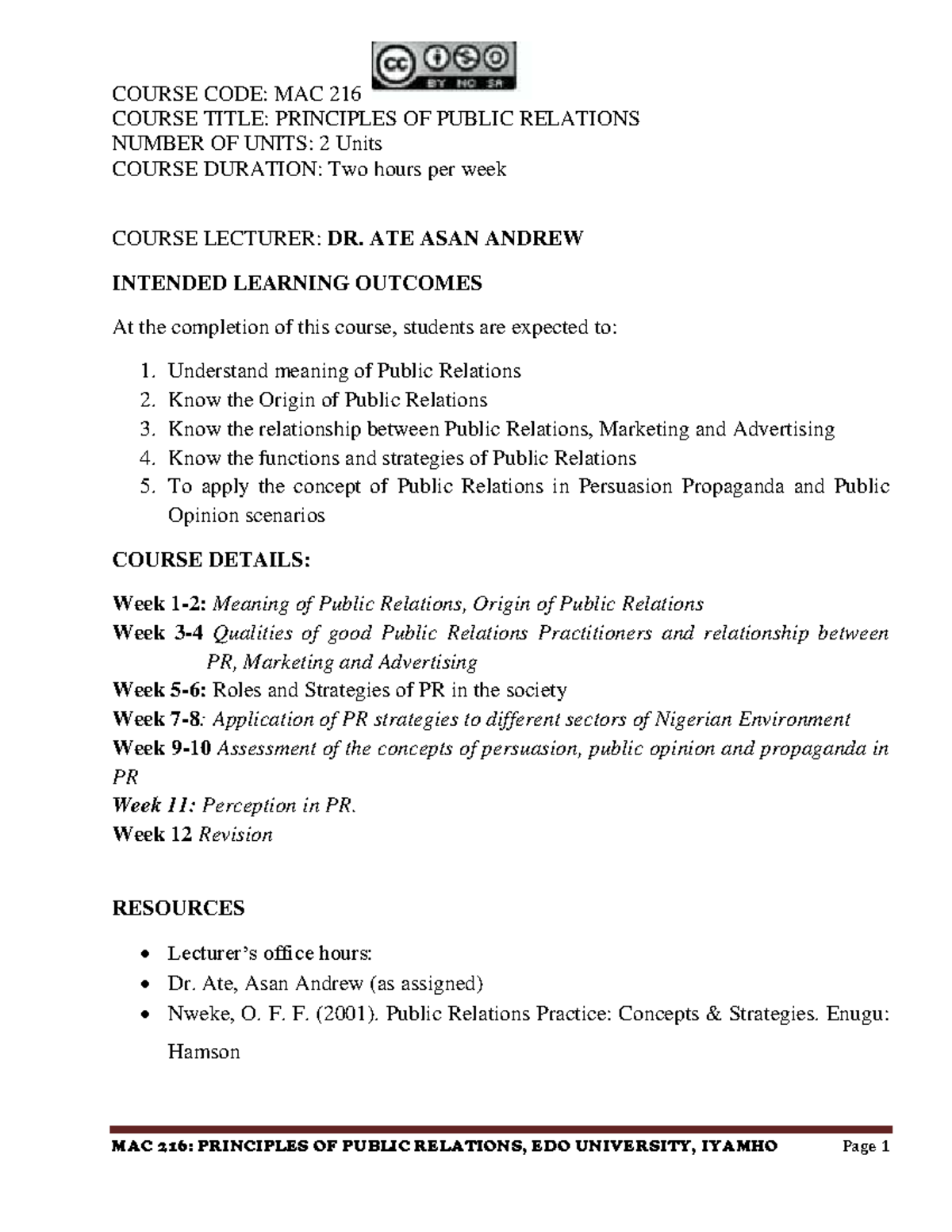 MAC 216 Lecture: Principles of Public Relations Overview and Insights ...