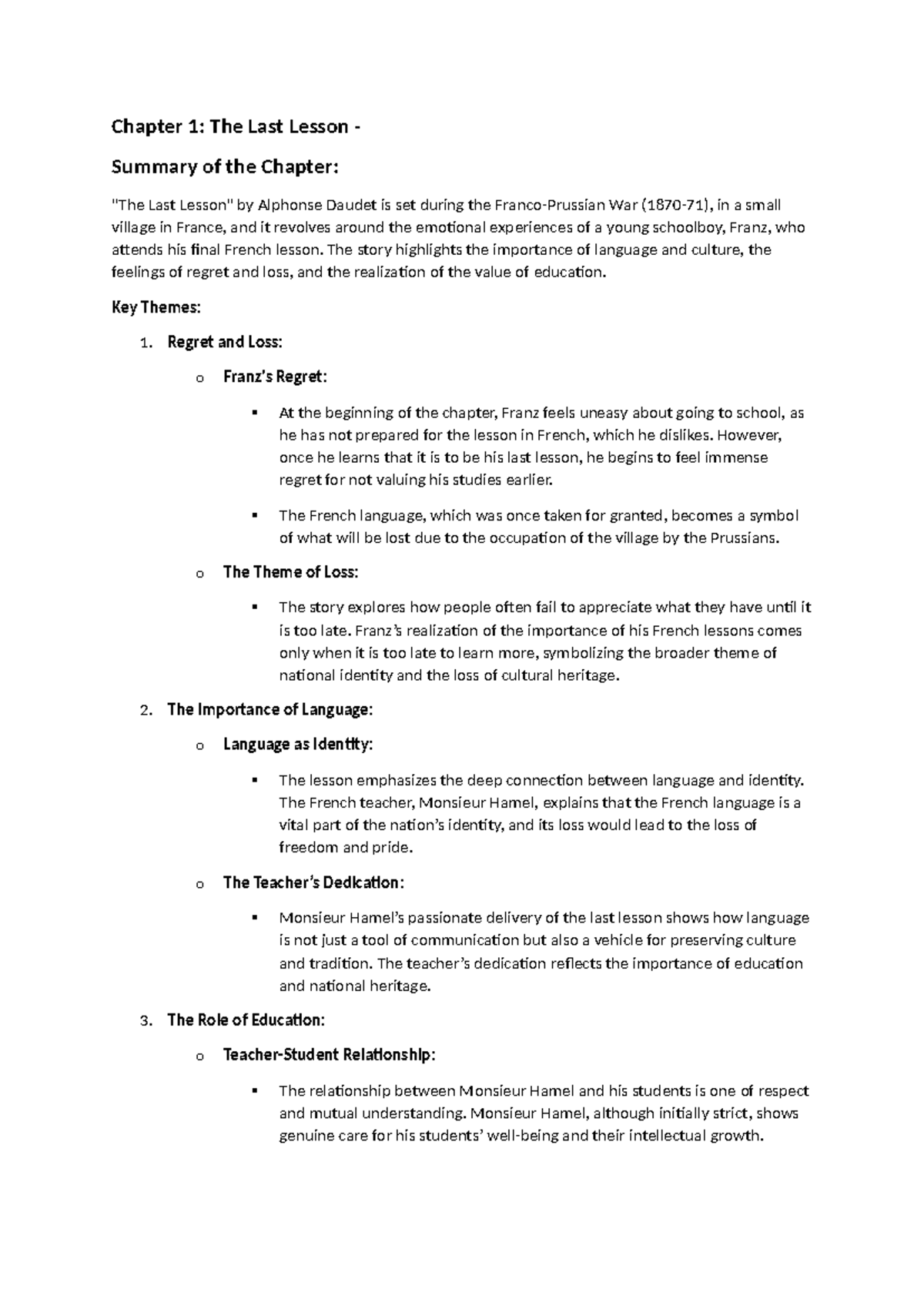 Chapter Summaries and Key Themes: A Study Guide - Studocu