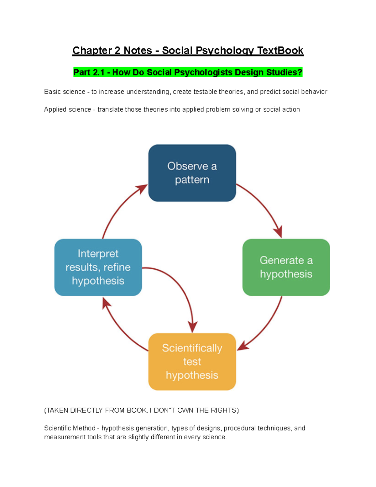 Chapter 2.1 Study Notes - Social Psychology (PSY 101) - Studocu