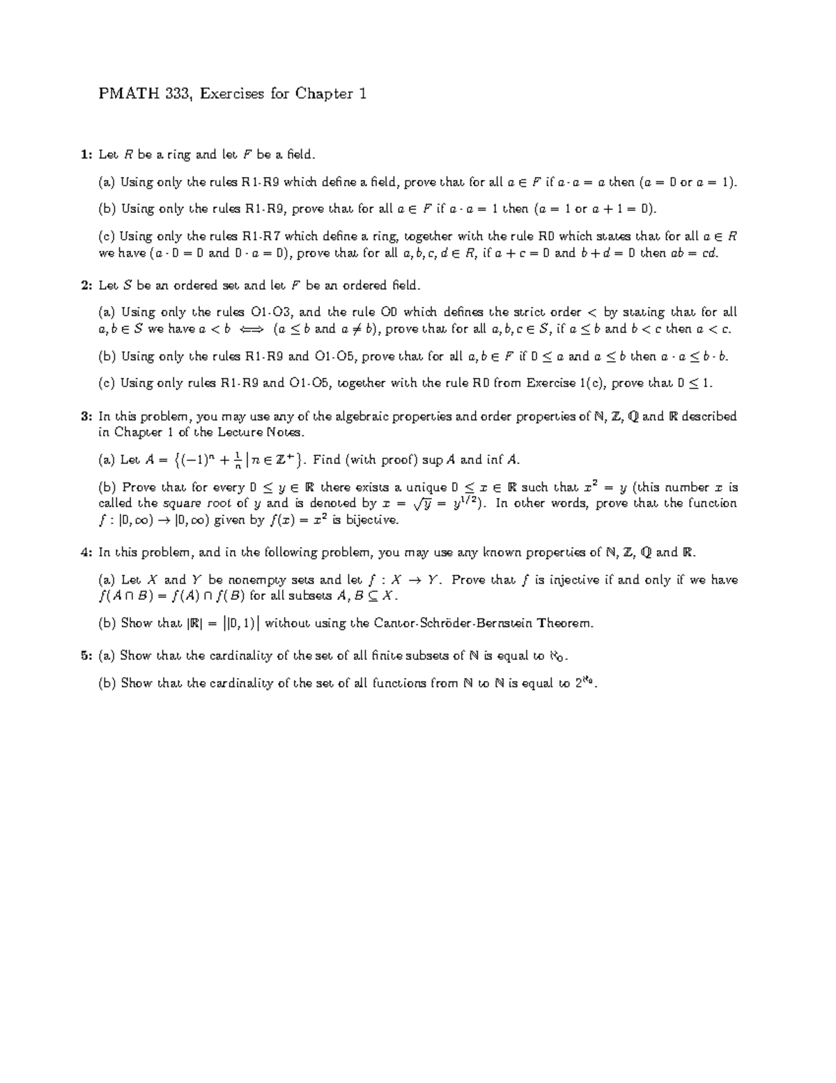 Ex1 - chapter 1 practice for pmath 331 - PMATH 333, Exercises for ...