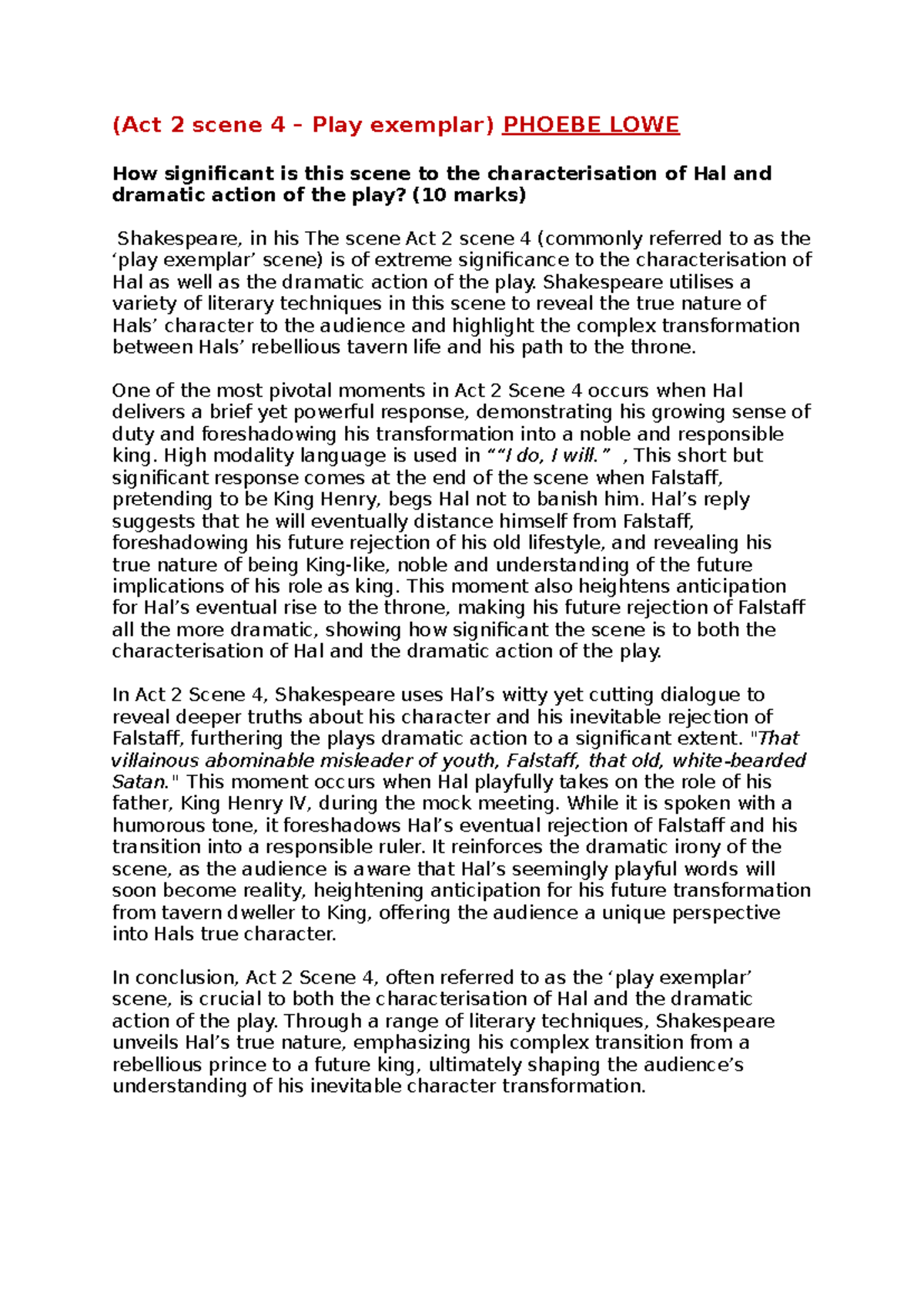 Character Analysis and Dramatic Action in Act 2 Scene 4 (Shakespeare ...