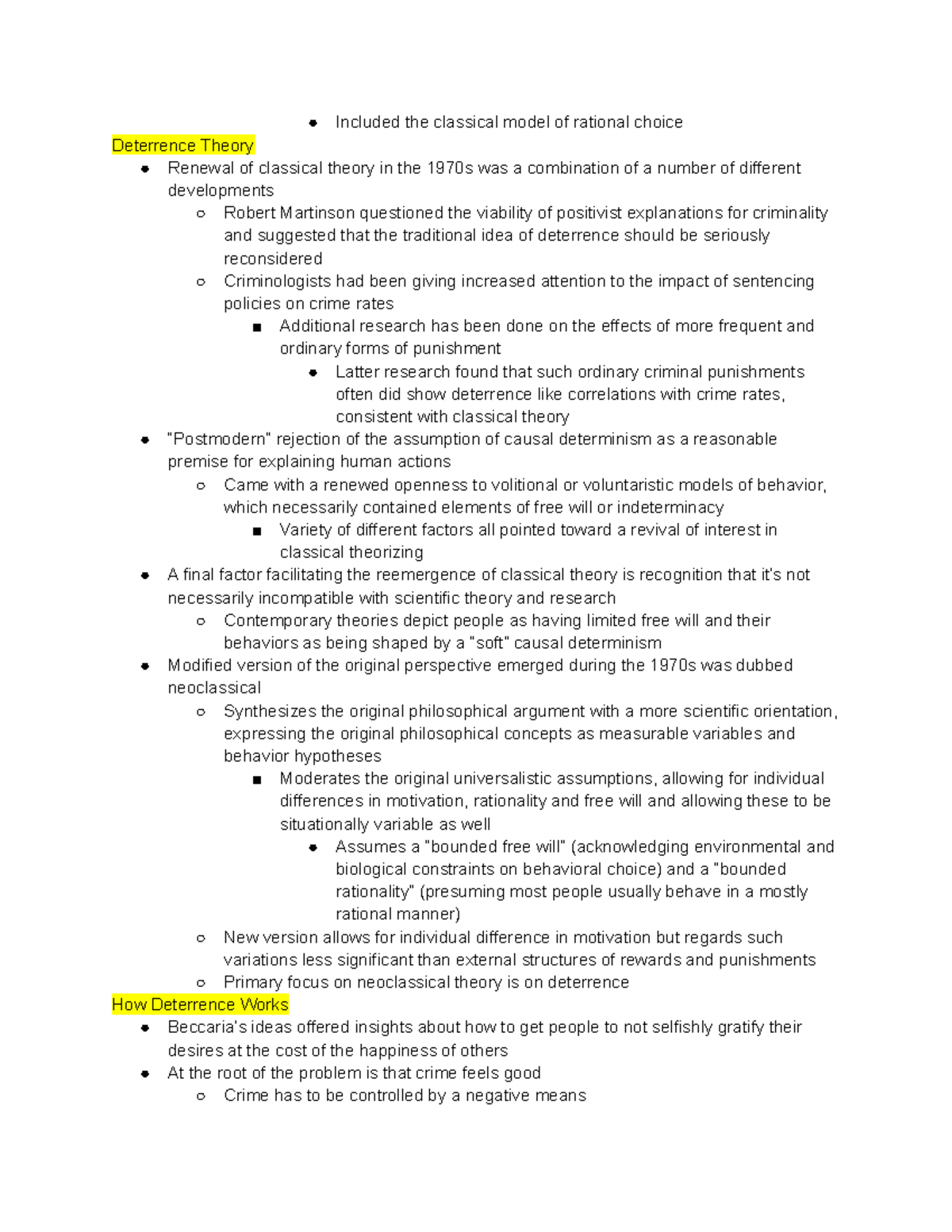Crim Theory ch2 pt4 - Included the classical model of rational choice ...