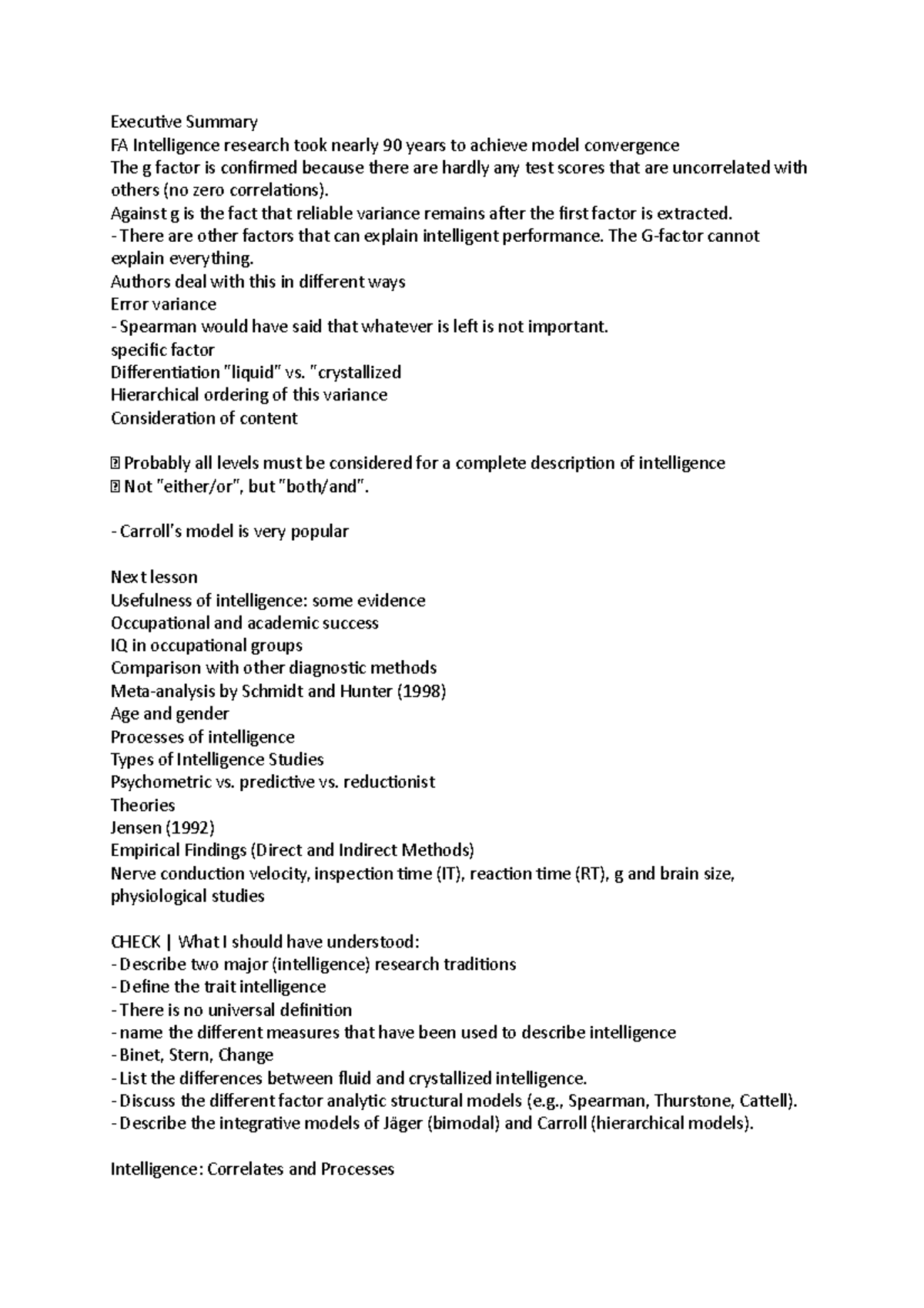 Executive Summary - PSY 101: Intelligence Research Insights - Studocu