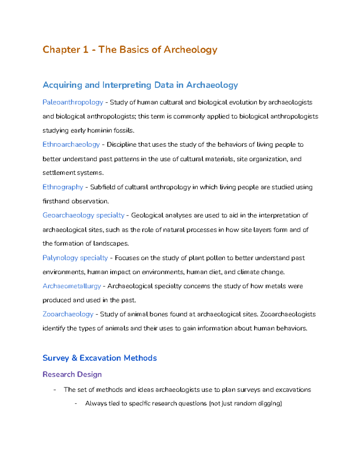 Anth 103 - Chapter 1: Basics of Archaeology & Data Interpretation - Studocu