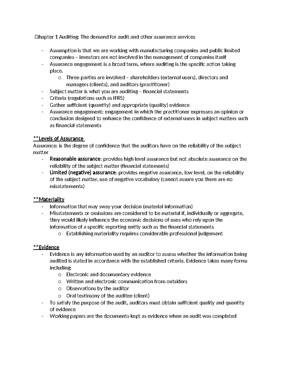Chapter 18 Audit Reports on Financial Statements - Midterm Notes - Studocu