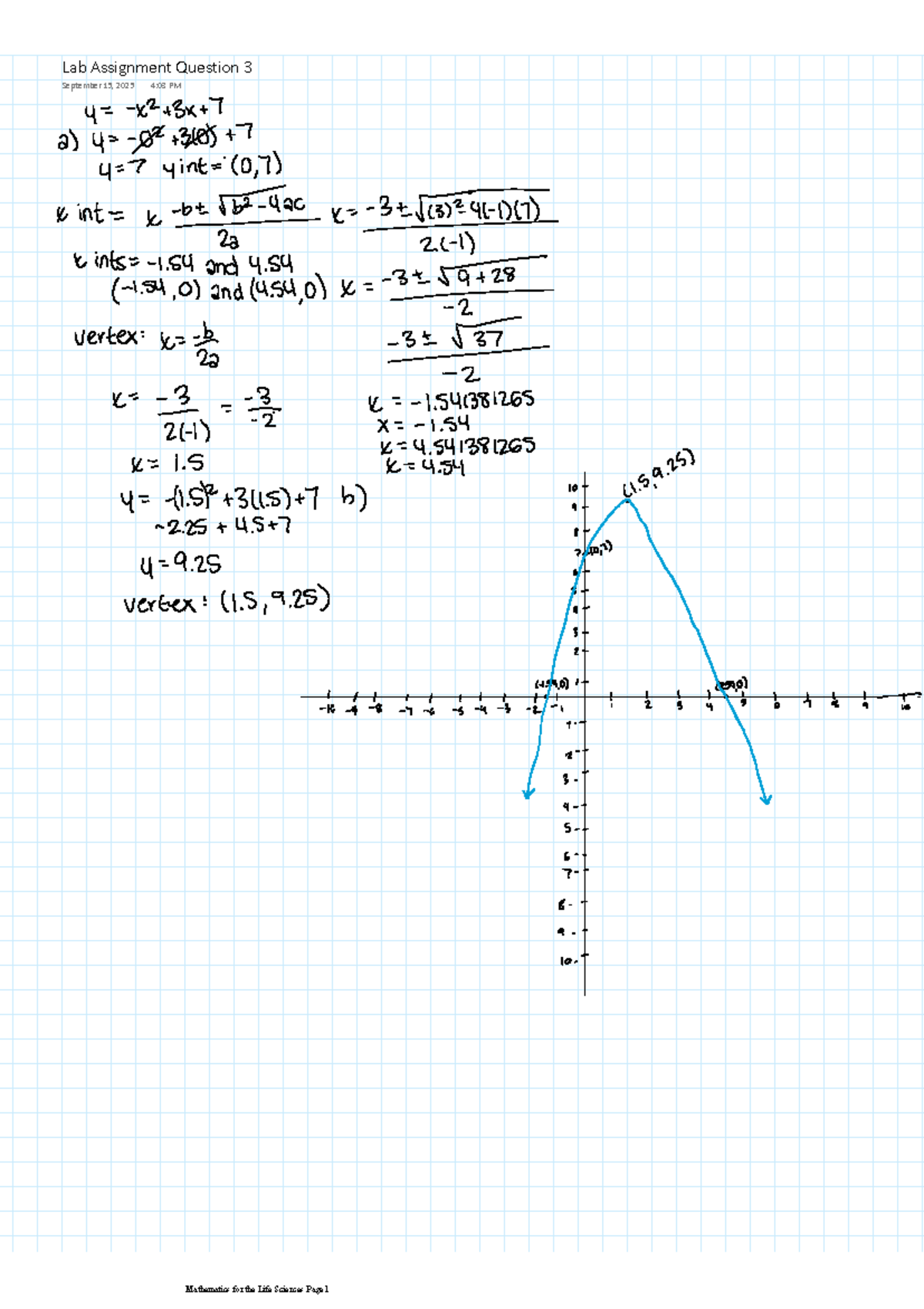 Lab Assignment 1 Question 3 Math - Math 125.3 - Lab Assignment Question ...