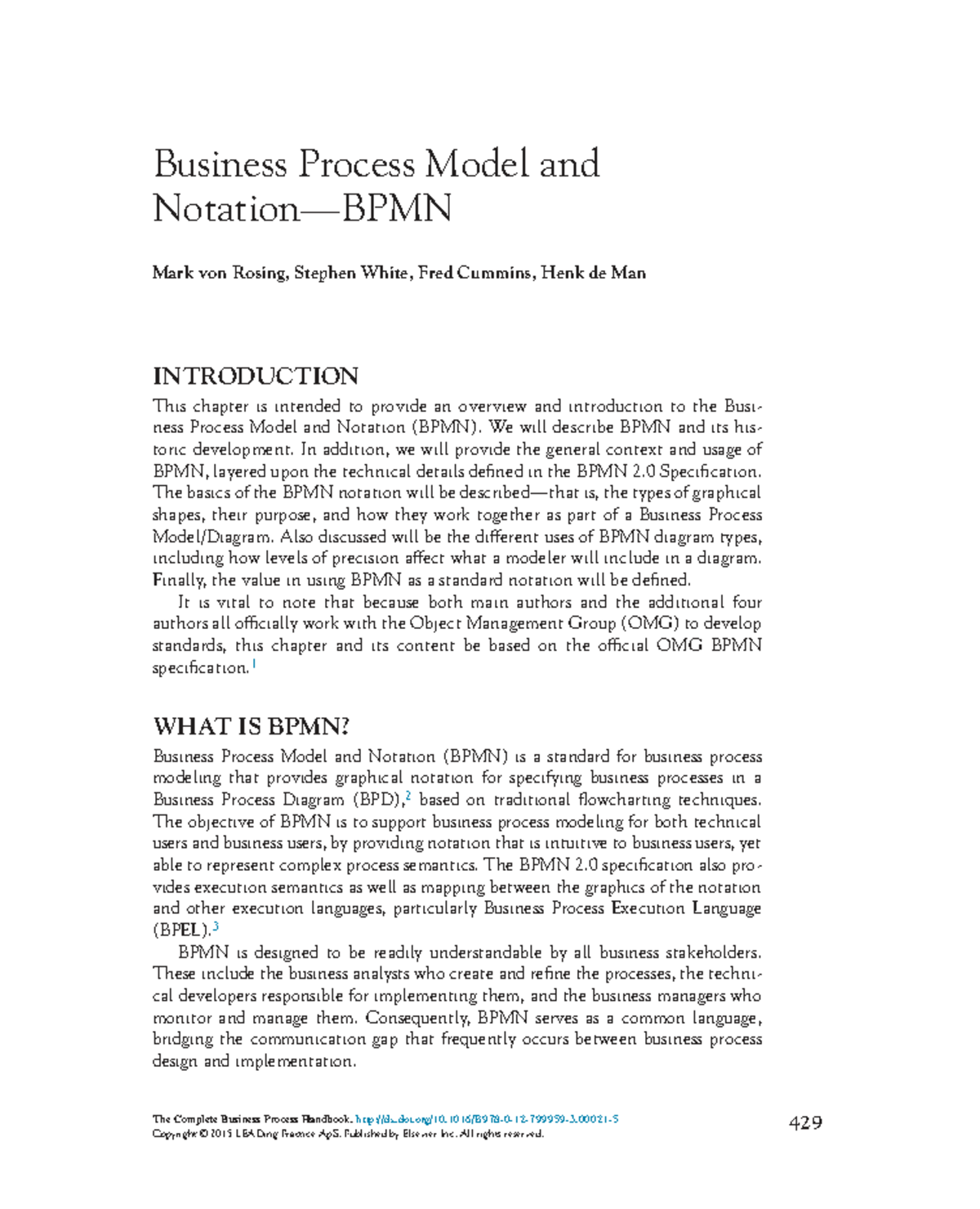 2015-Rosing Business Process Model and Notation (BPMN) Overview - Studocu